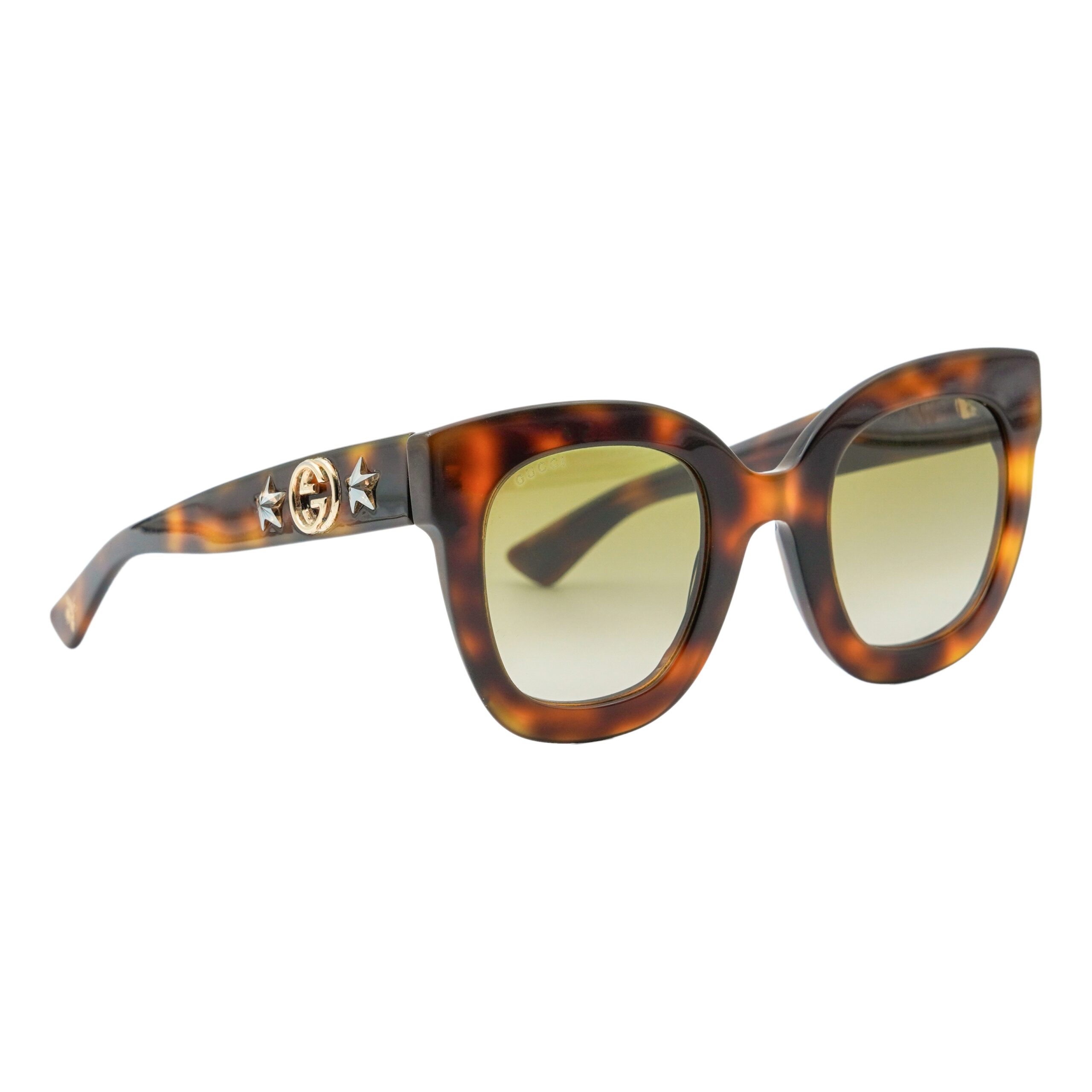 Gucci Cat Eye GG Star Logo Havana Brown Gradient Sunglasses