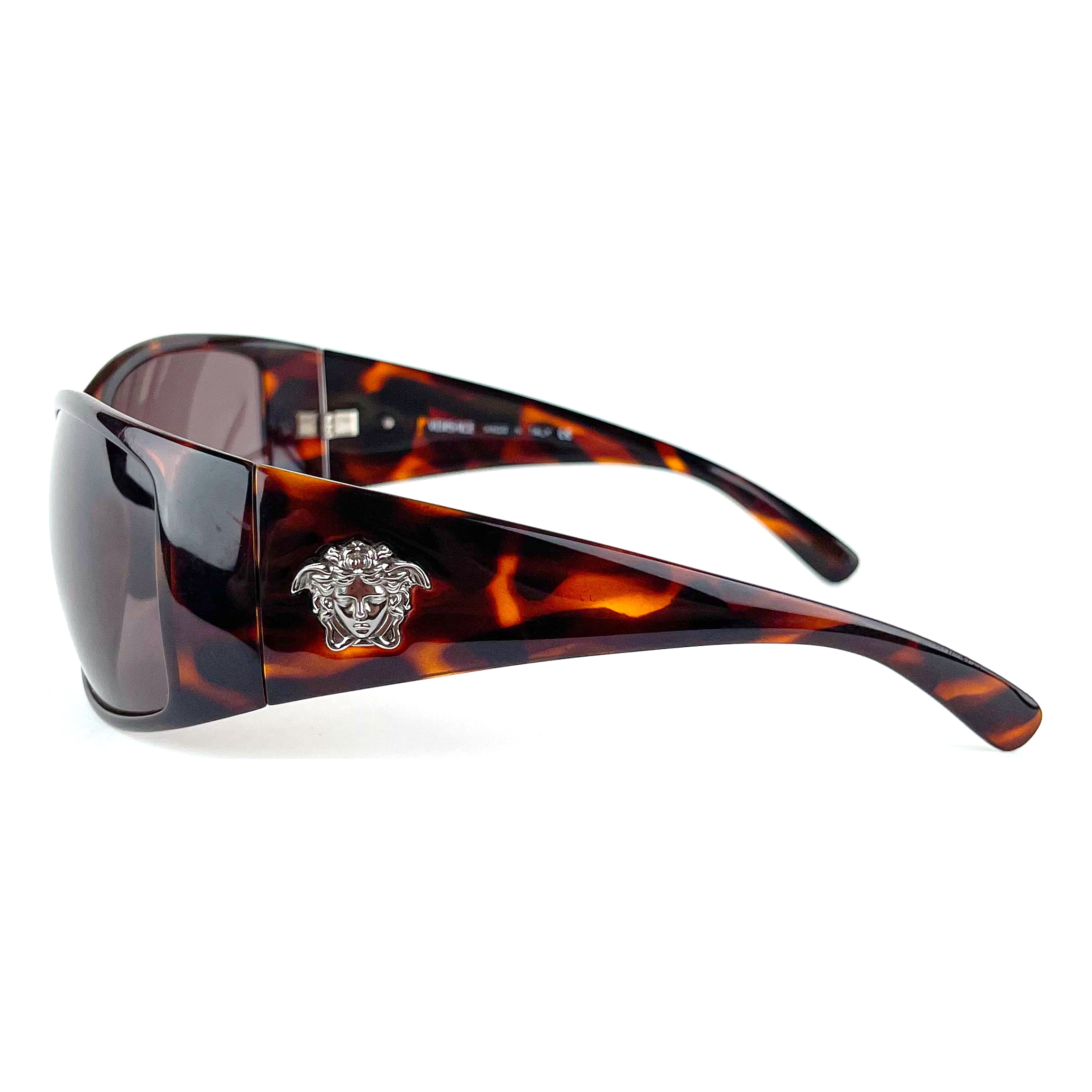 Vintage Versace Medusa Silver Logo Brown Mask Sunglasses — photo 3