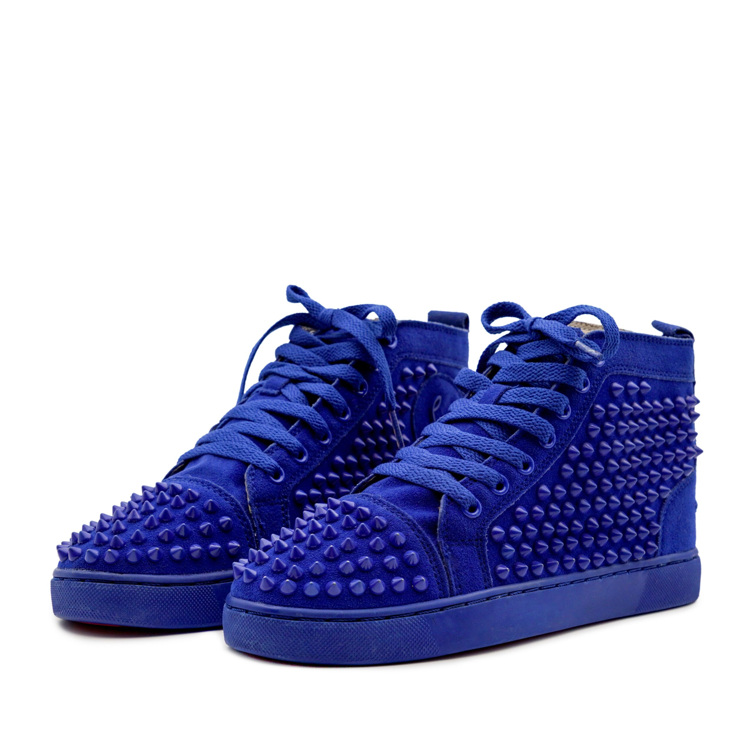 Christian Louboutin Electric Suede Baby Blue Spikes Sneakers