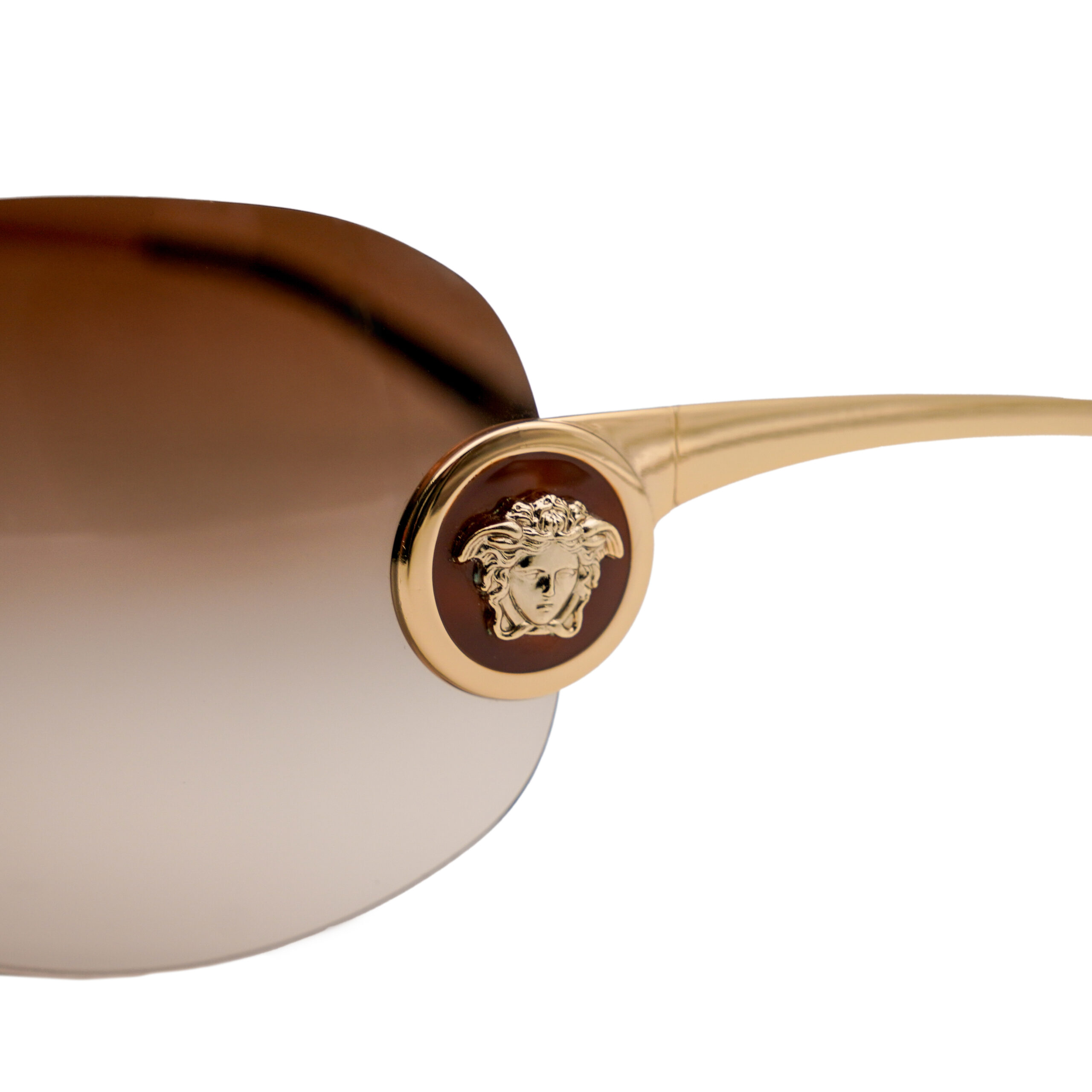 Vintage Versace MOD 2113 Medusa Gold Mask Shield Sunglasses — photo 4