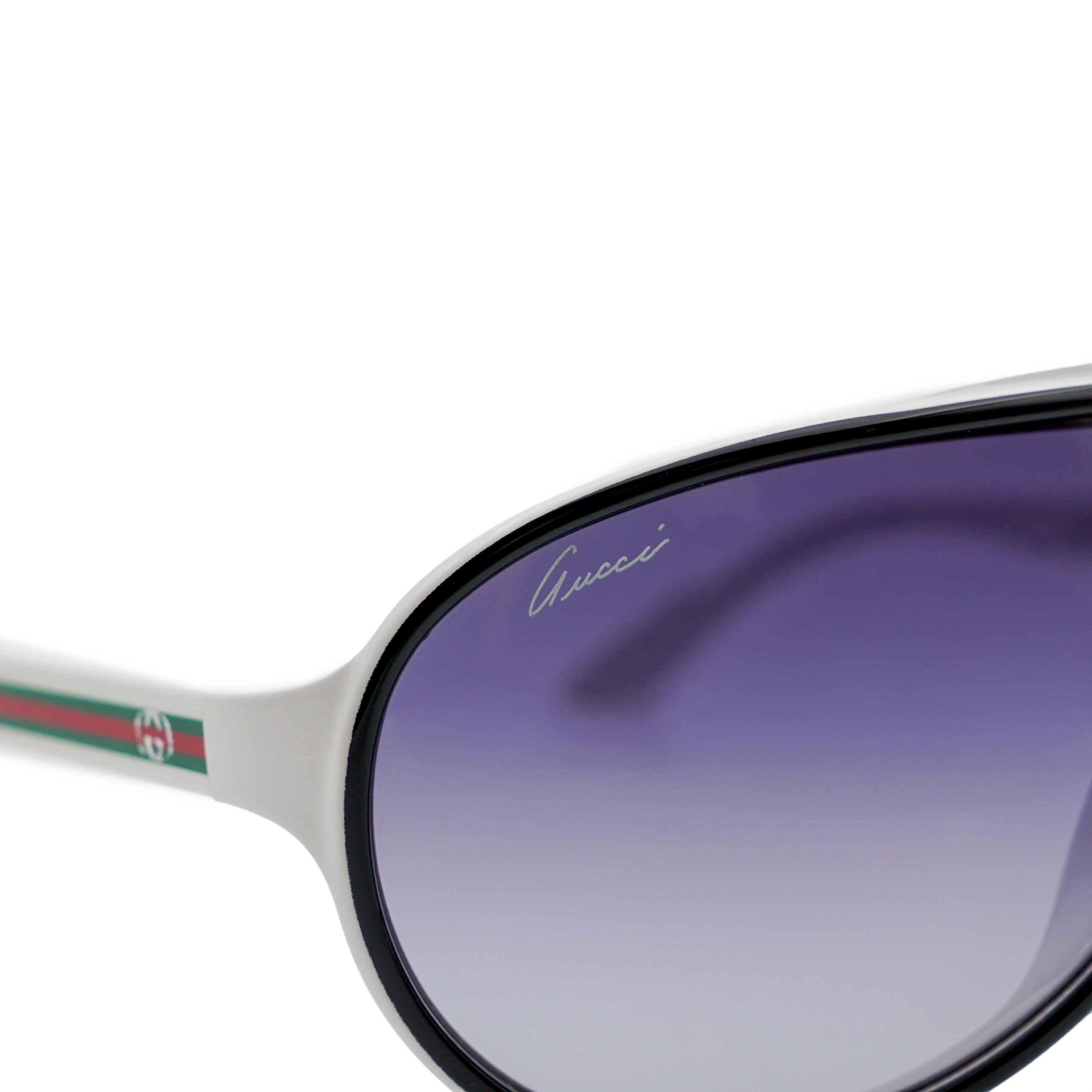 Vintage Gucci GG 3514 Italy White Shield Aviator Sunglasses — photo 4