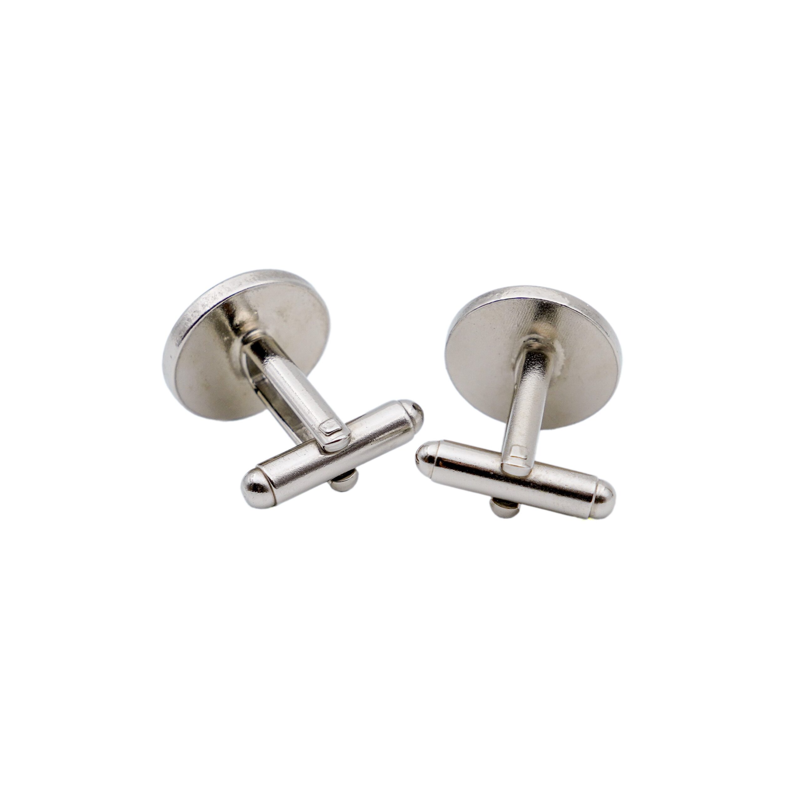 Dolce Gabbana Silver Round Black Enamel Logo Cufflinks — photo 2