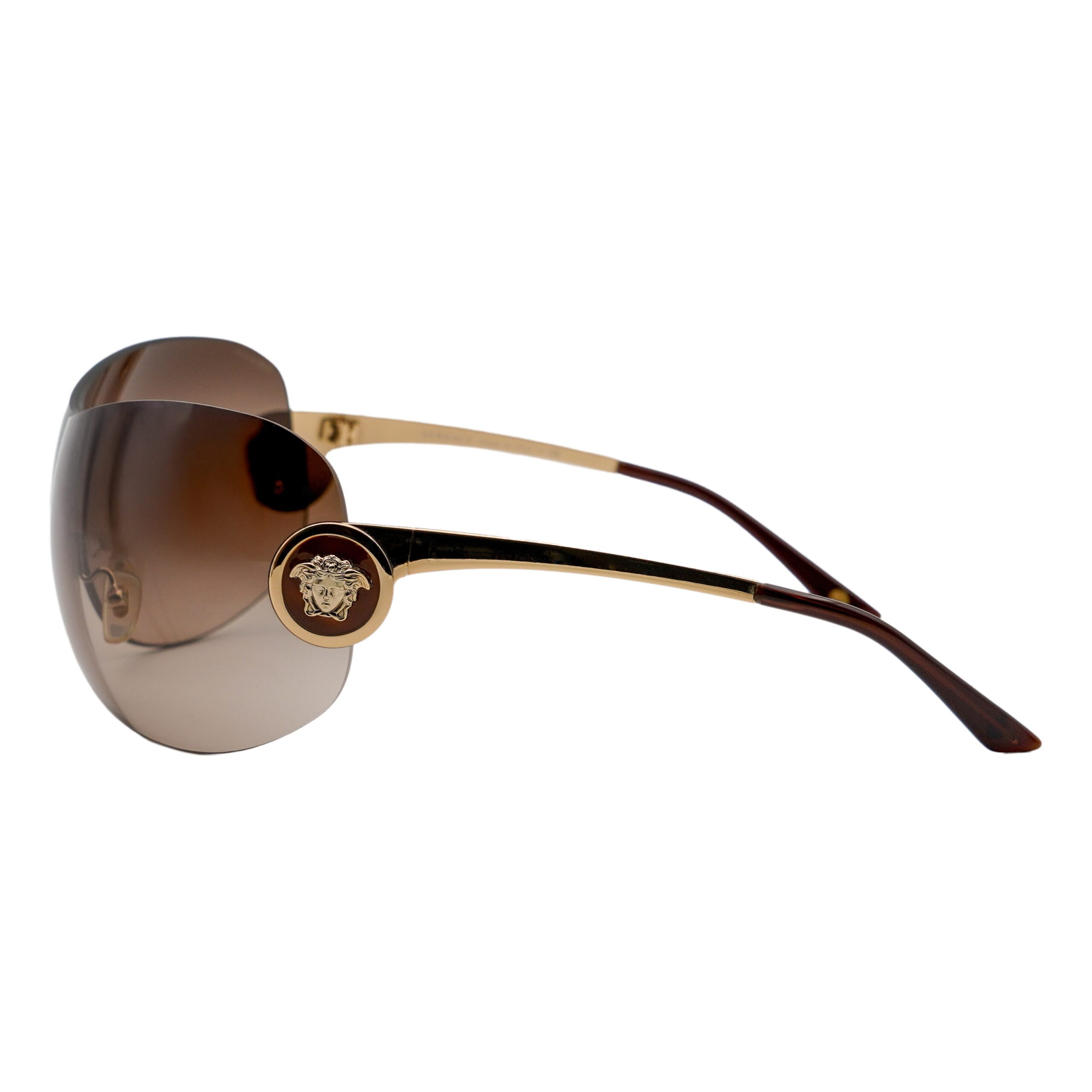 Vintage Versace MOD 2113 Medusa Gold Mask Shield Sunglasses — photo 3
