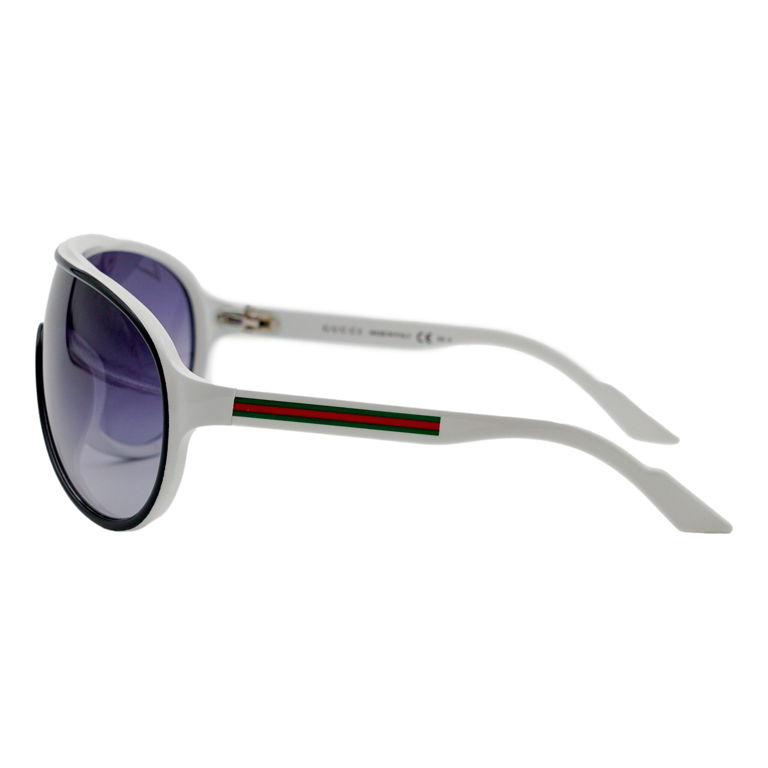 Vintage Gucci GG 3514 Italy White Shield Aviator Sunglasses — photo 2