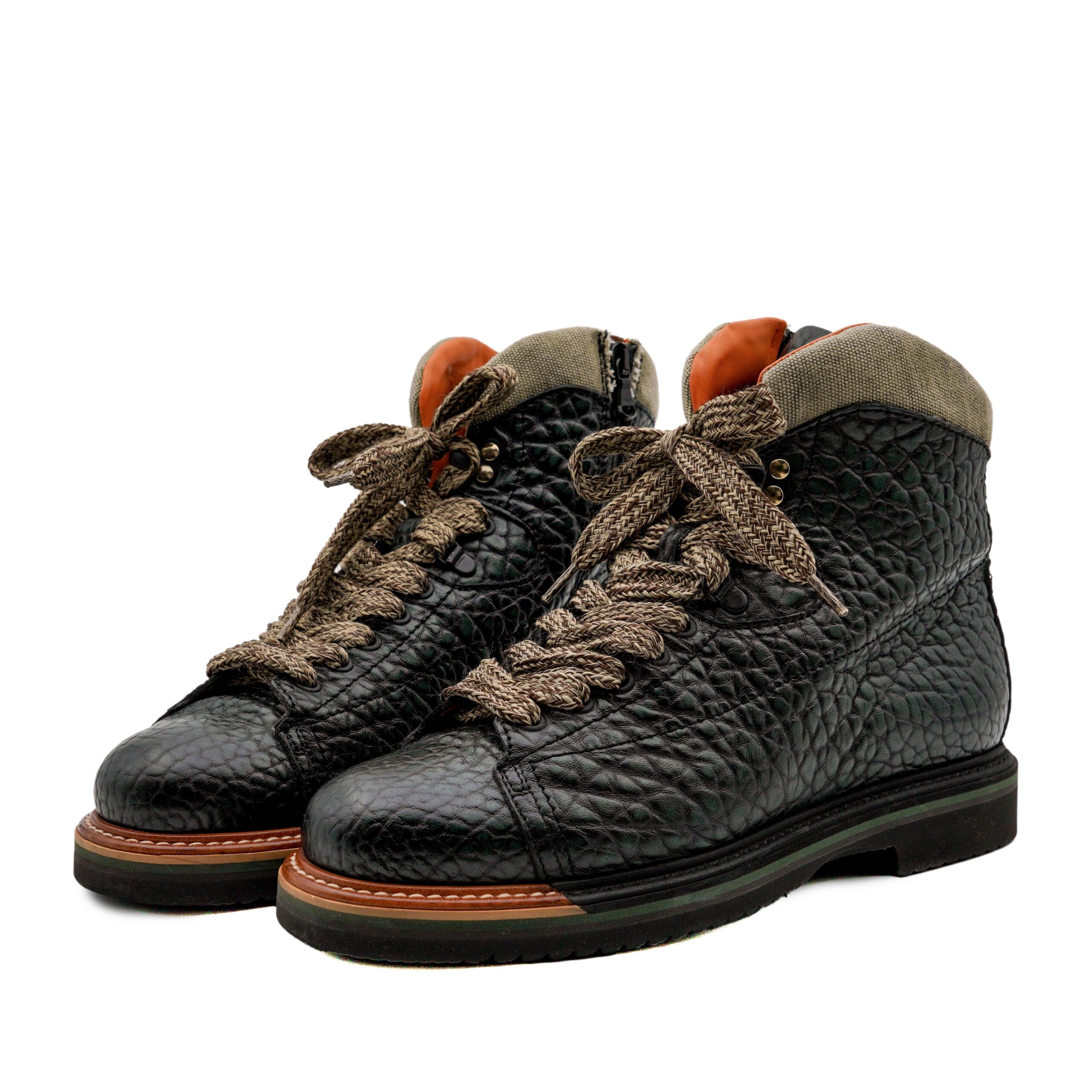 Santoni Men's Grain Leather Vibram Warm Hiking Boots