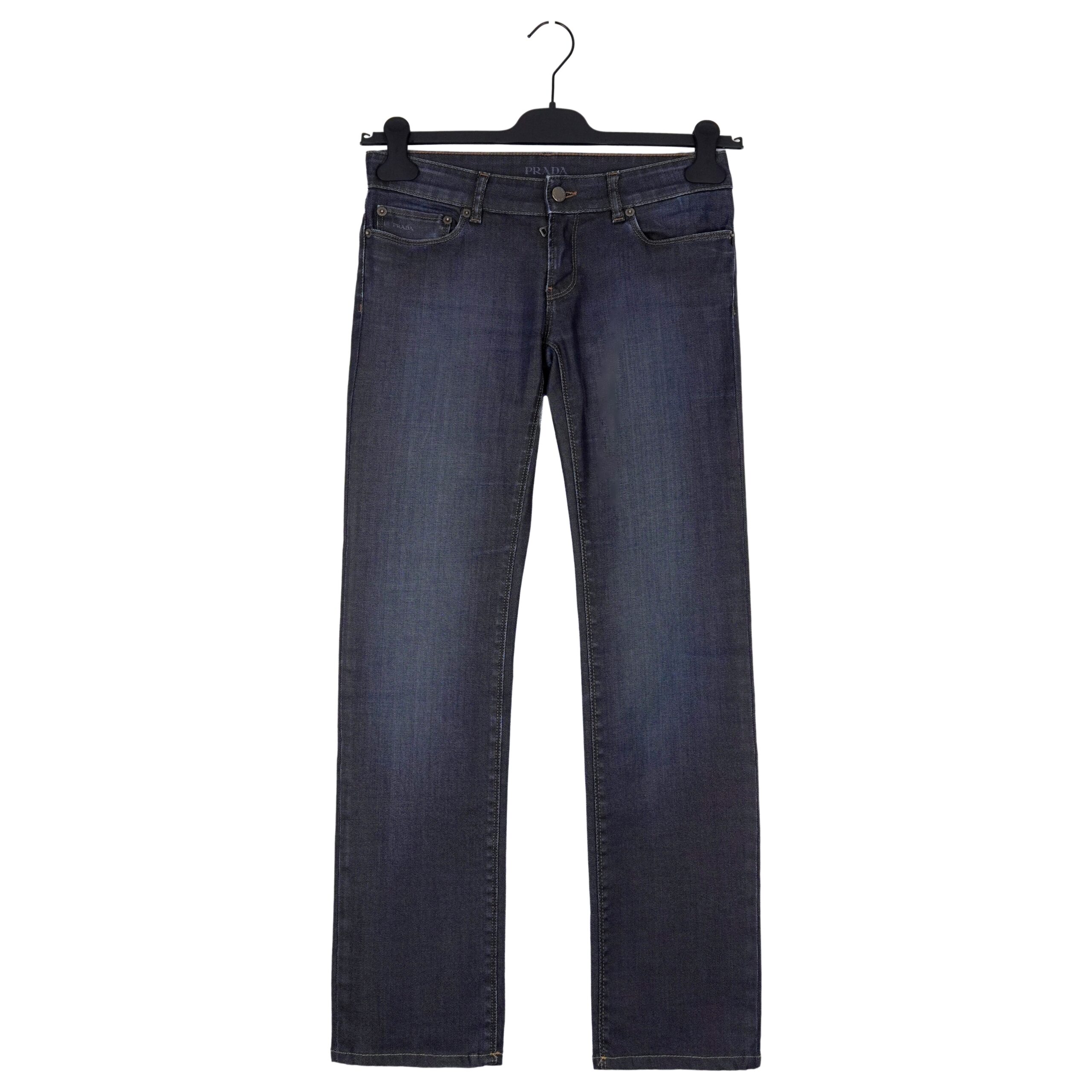 Vintage Prada Raw Fading Indigo Denim Logo Womens Pant Jeans