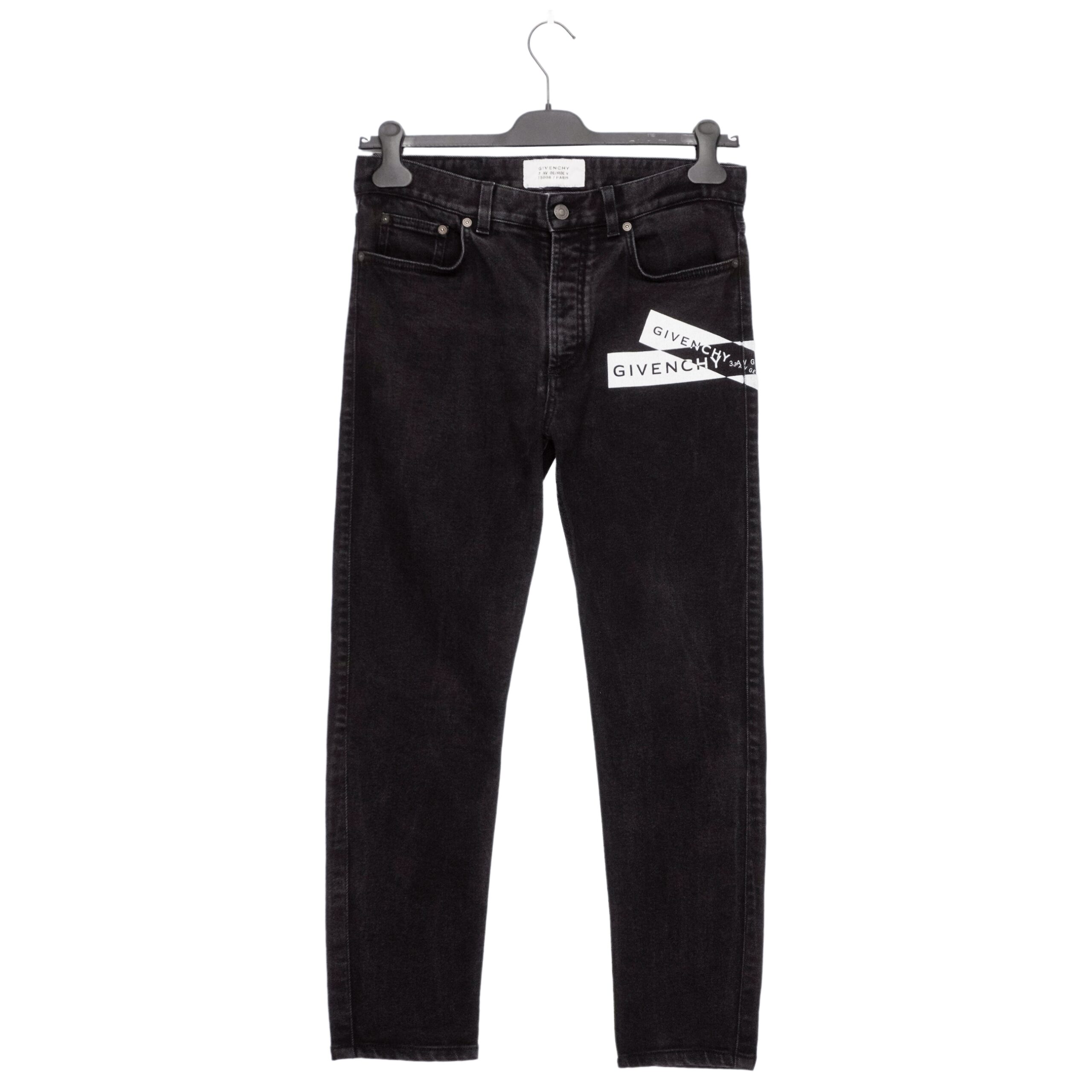 Givenchy Paris Webbing Logo Washed Black Slim Fit Pant Jeans