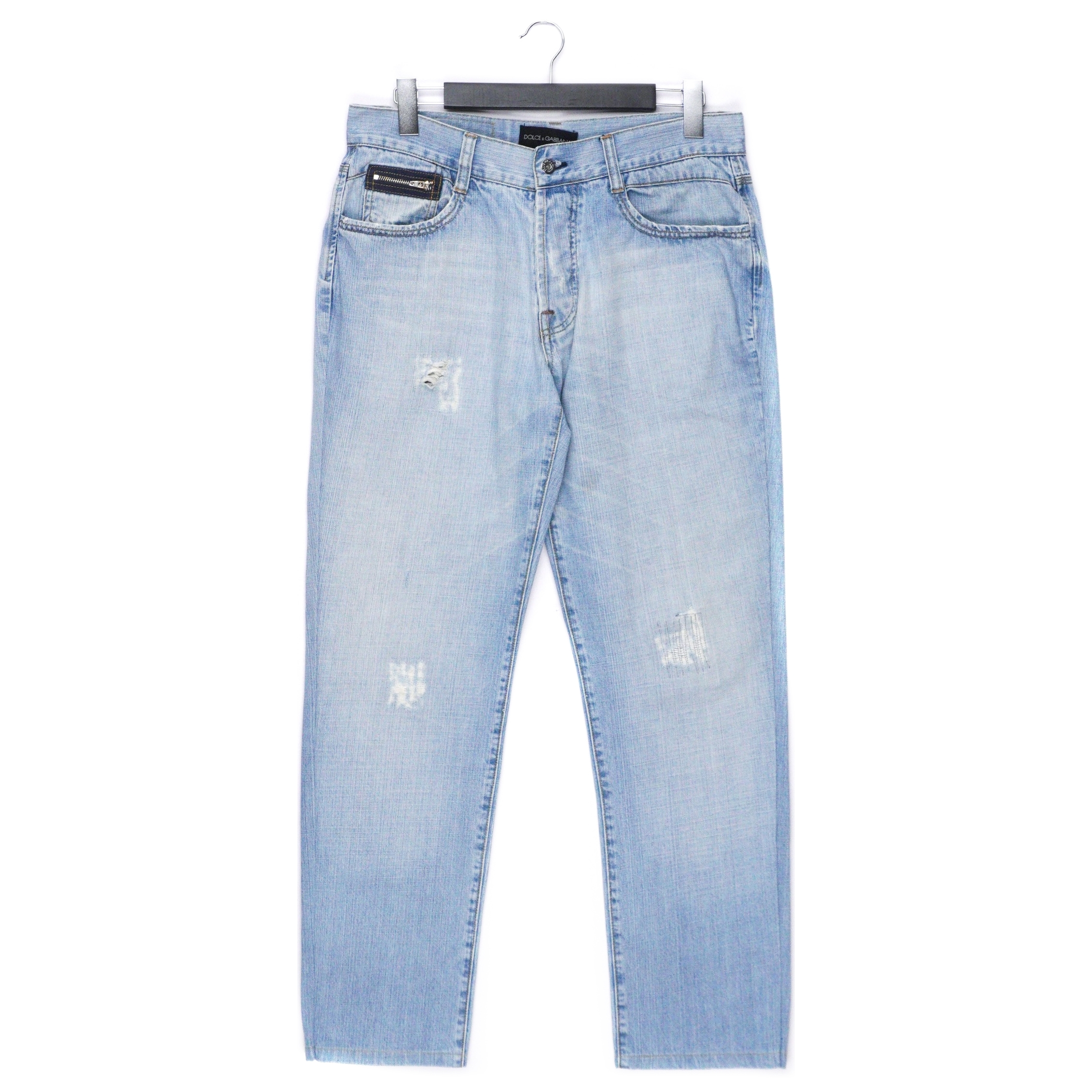 Dolce Gabbana Angels Poem Distressed Light Blue Jeans Pant