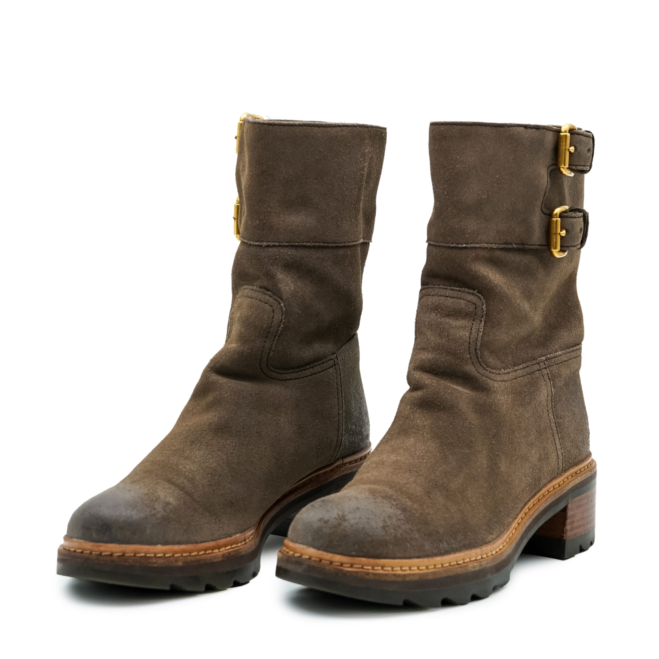 Prada Linea Rossa Waxed Brown Calf Suede Leather Shoes Boots