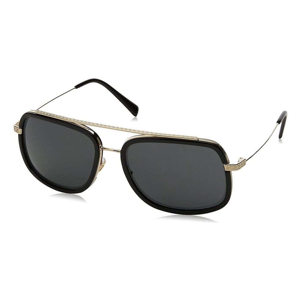 Versace Greca Monogram Logo Pale Gold Black Sunglasses