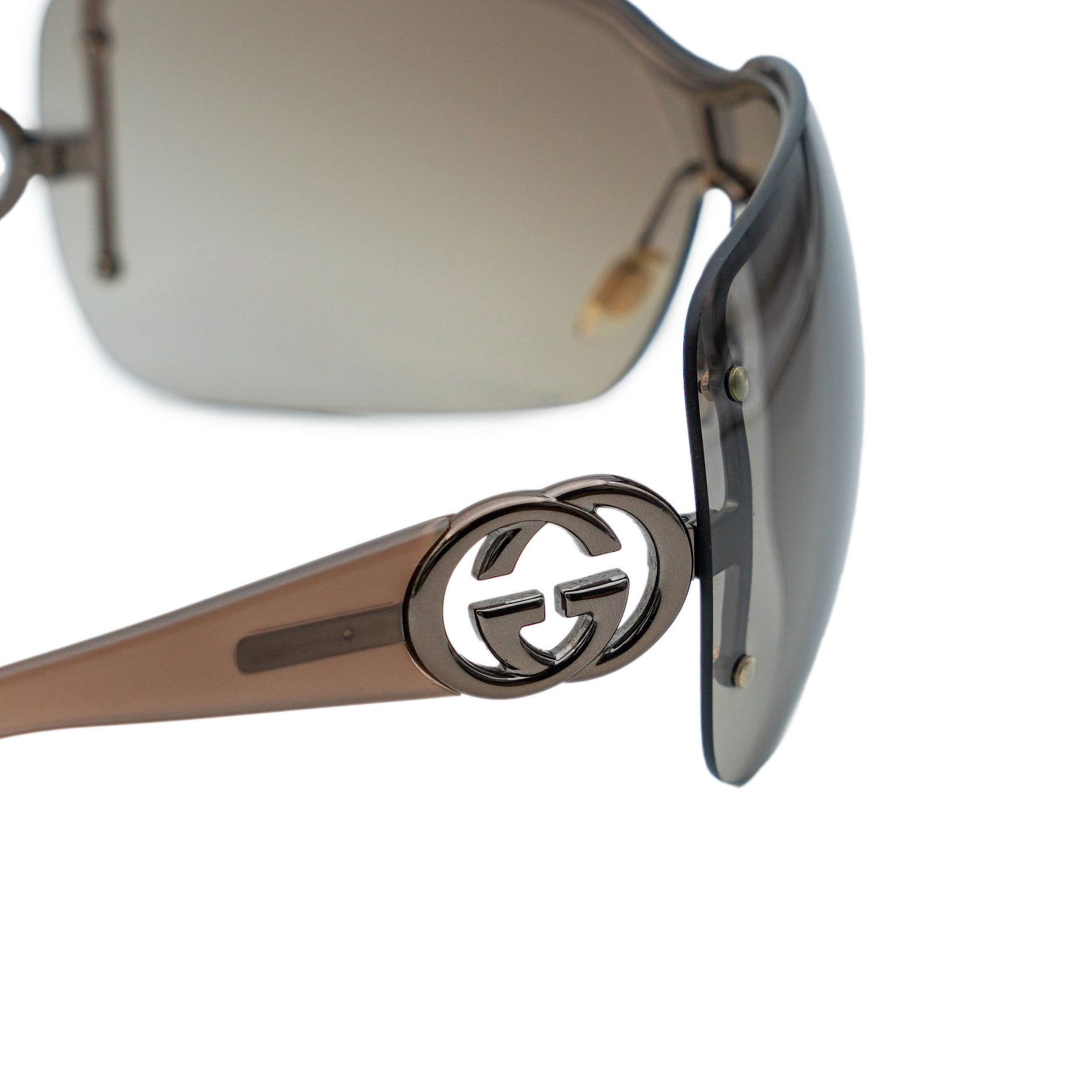 Vintage Gucci GG 2797 Brown Shield Mask Logo Sunglasses — photo 4
