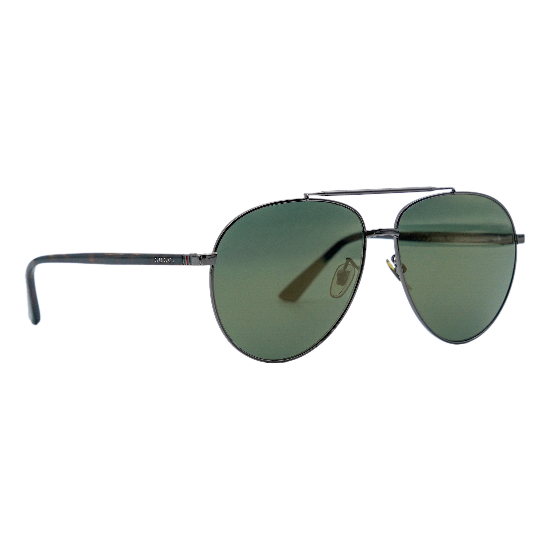 Gucci GG 0043 Gunmetal Tortoiseshell Aviator Sunglasses
