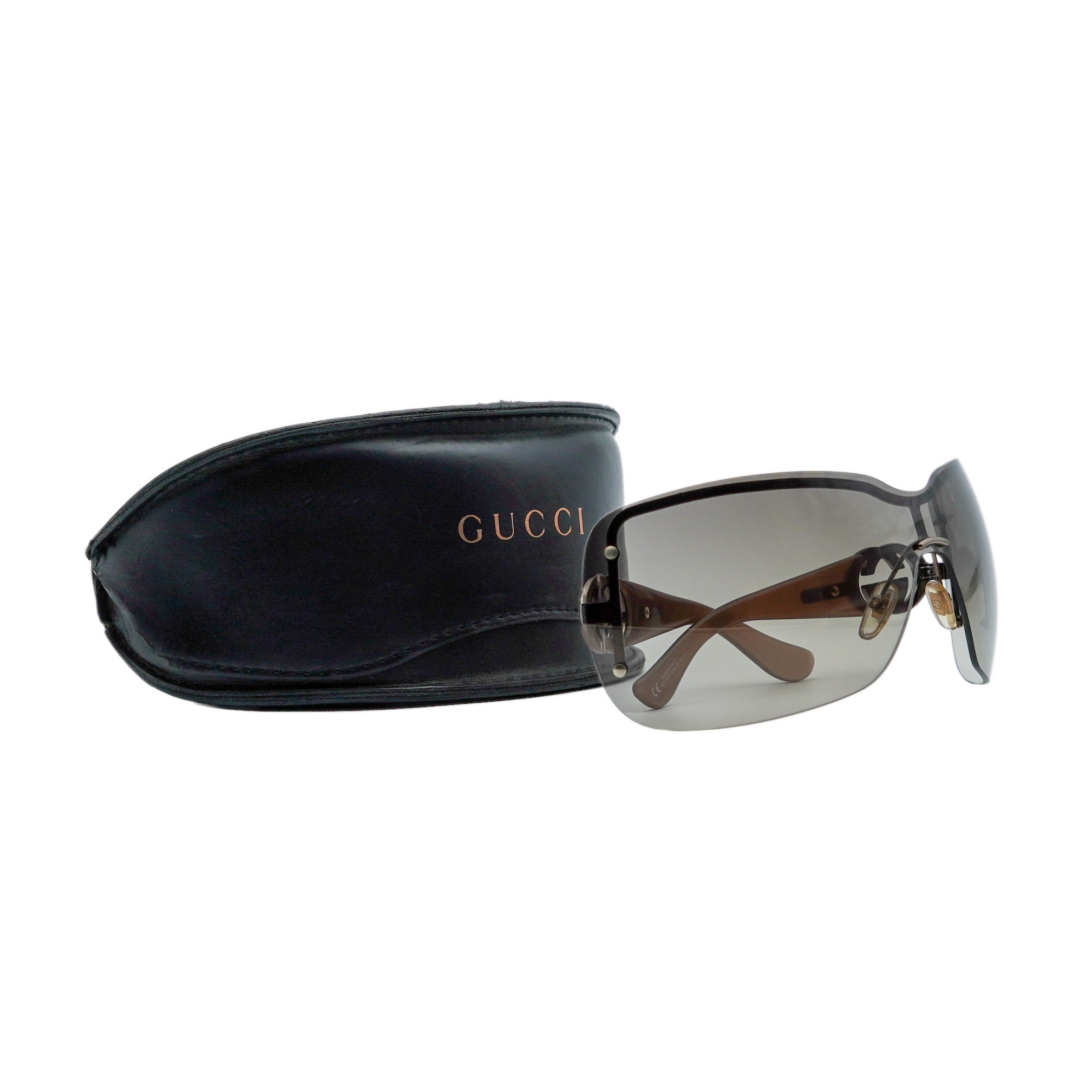 Vintage Gucci GG 2797 Brown Shield Mask Logo Sunglasses — photo 9
