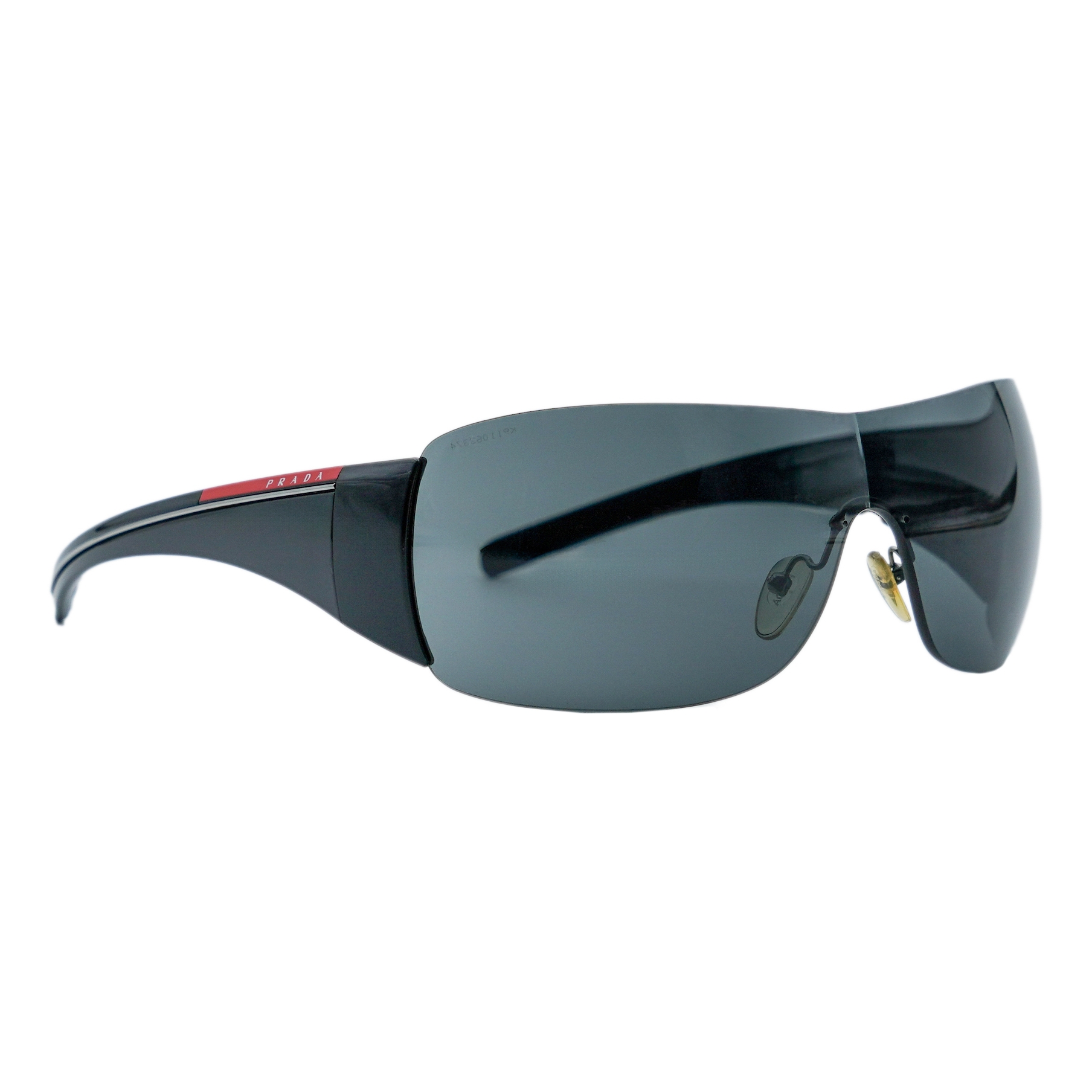 Prada Linea Rossa SPS 02L Black Shield Mask Logo Sunglasses