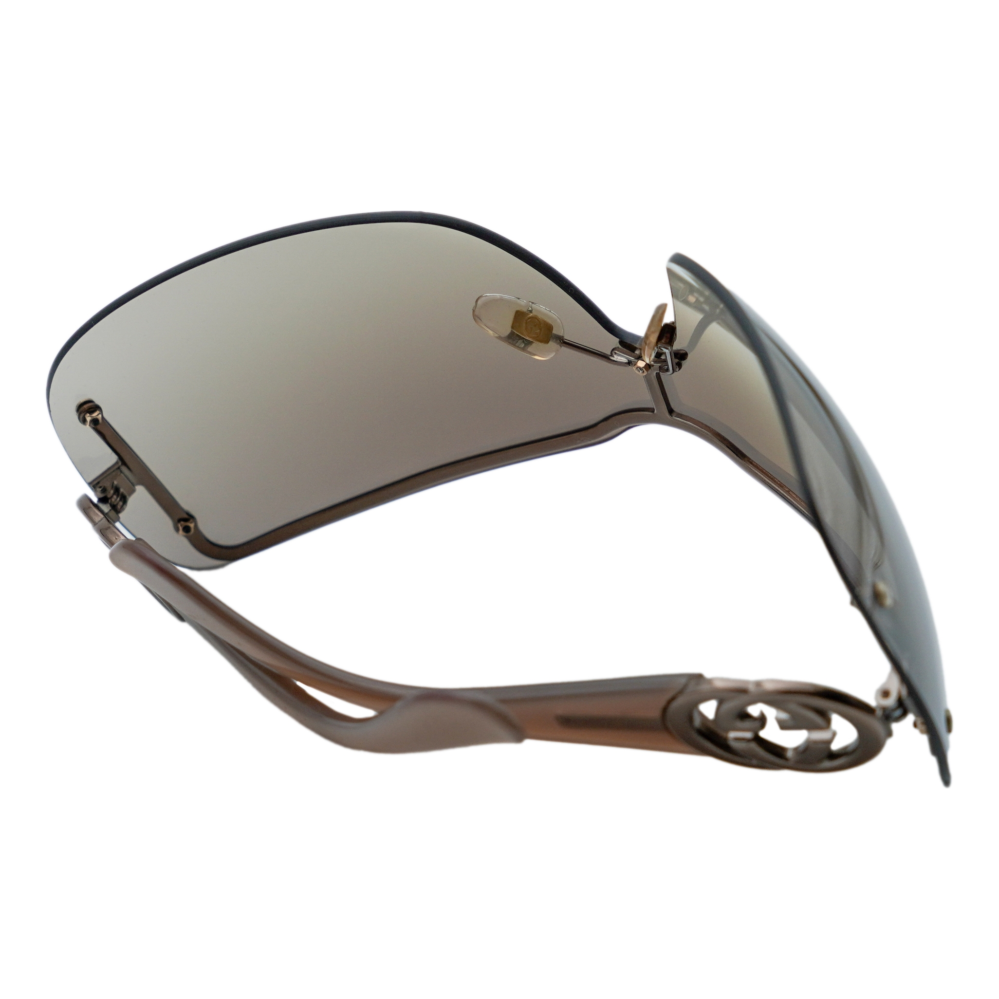 Vintage Gucci GG 2797 Brown Shield Mask Logo Sunglasses — photo 6