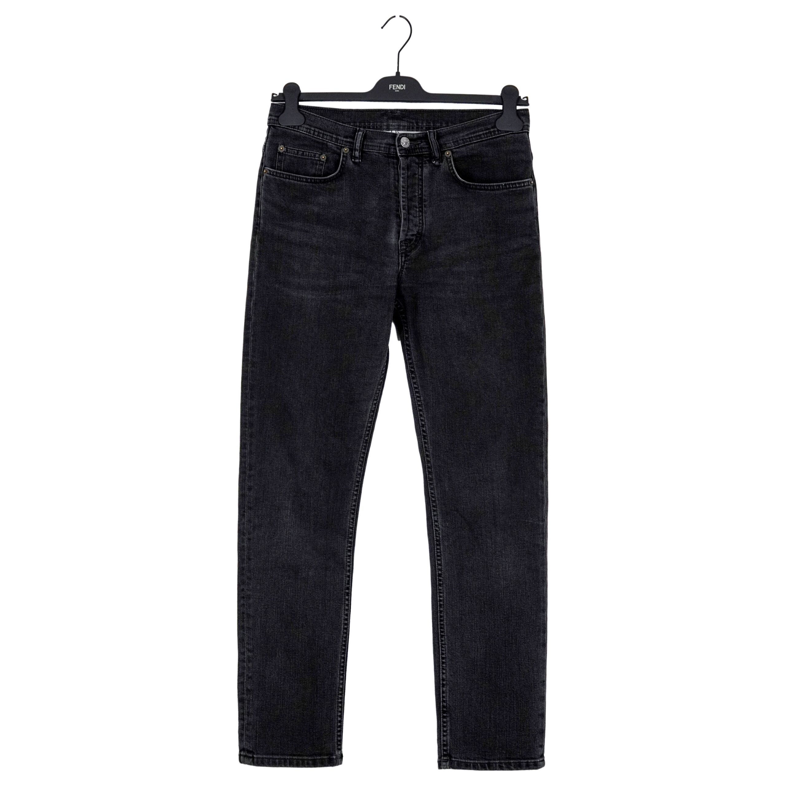 Acne Studios River Used Black Slim Stretch Denim Pants Jeans