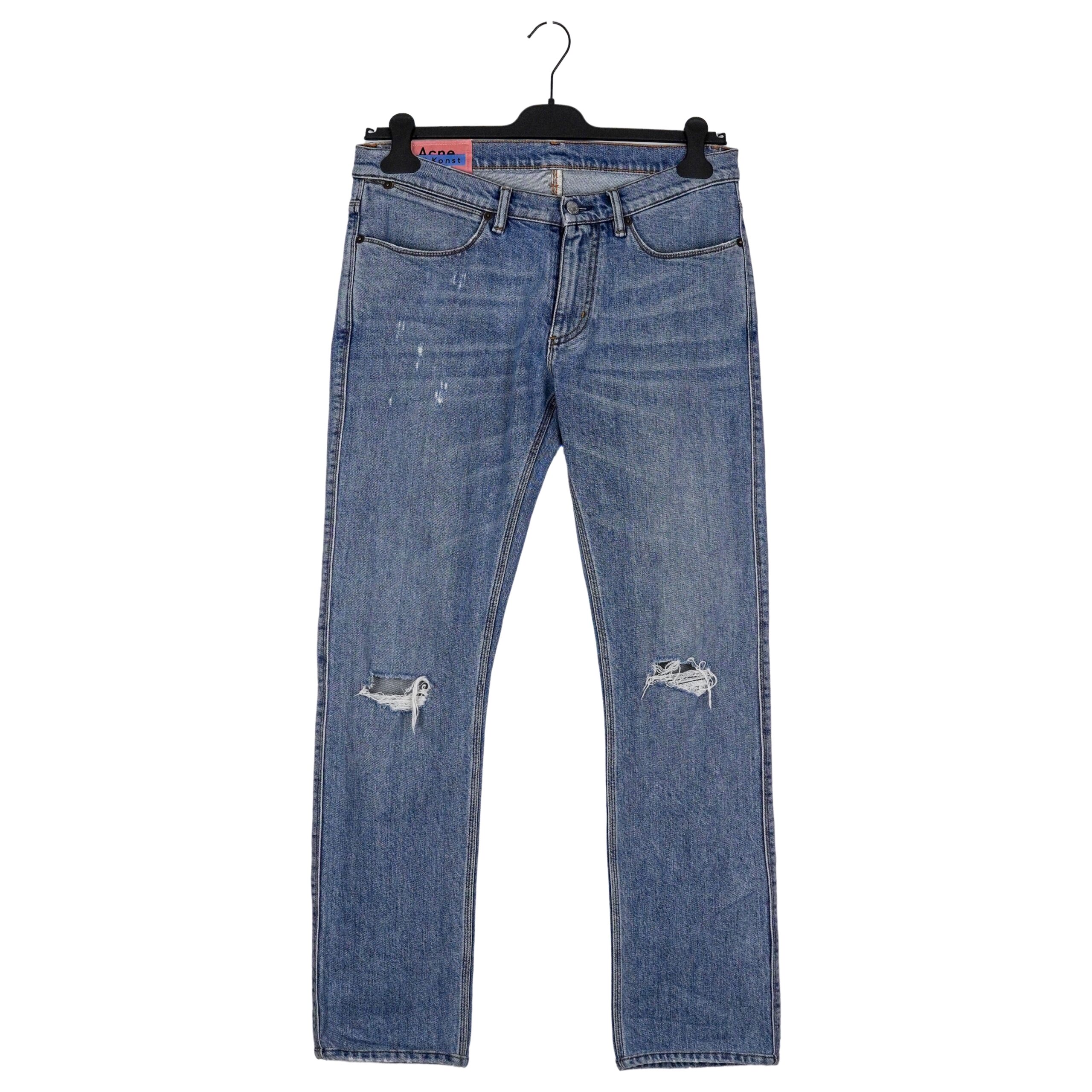 Acne Studios Bla Konst Max Mid Blue Distressed Pants Jeans