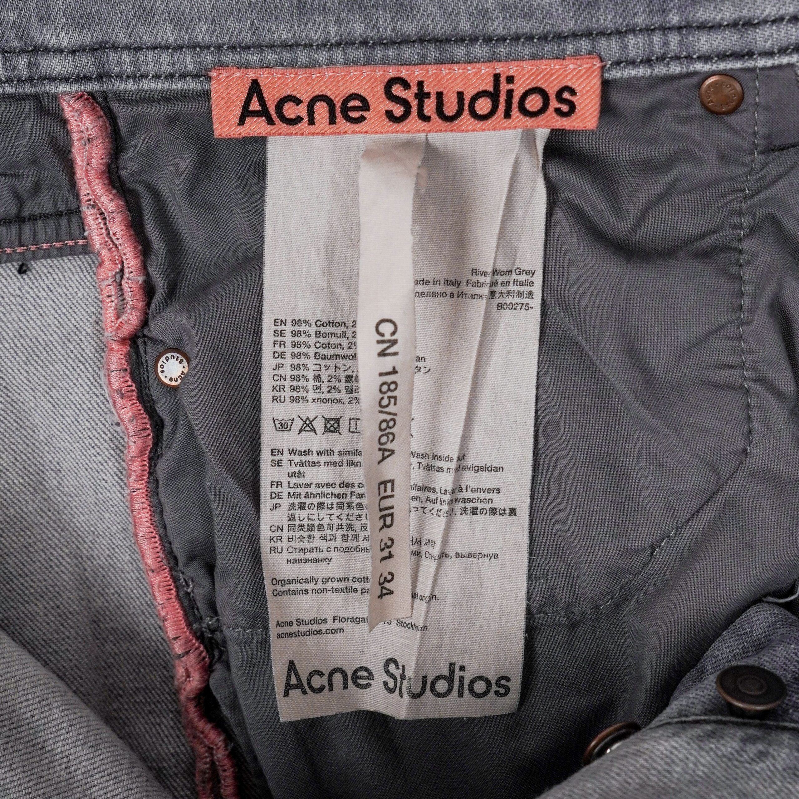 Acne Studios River Worn Gray Slim Fit Denim Pants Jeans — photo 8