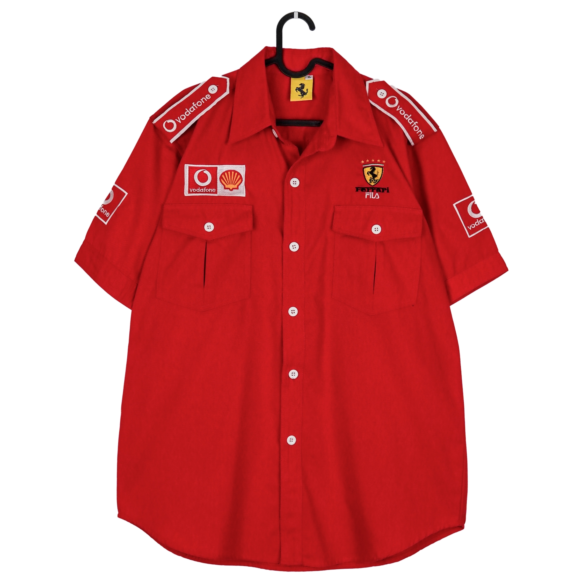 Vintage 1996 Ferrari FILA F1 Vodafone Shell Red Logo Shirt