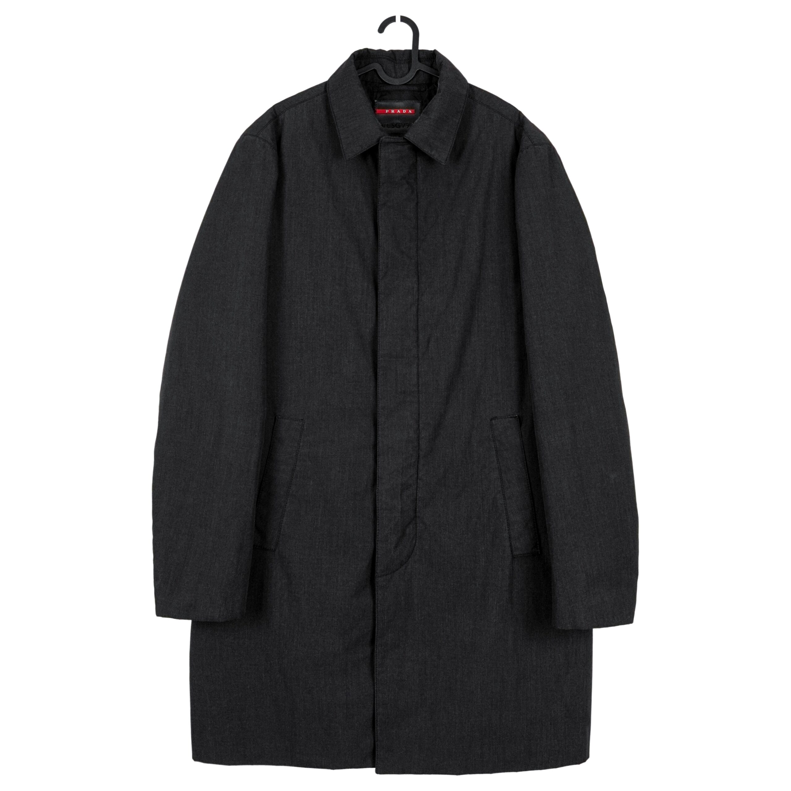 Prada Linea Rossa Gray Tab Logo Kevlar Tech Coat Jacket