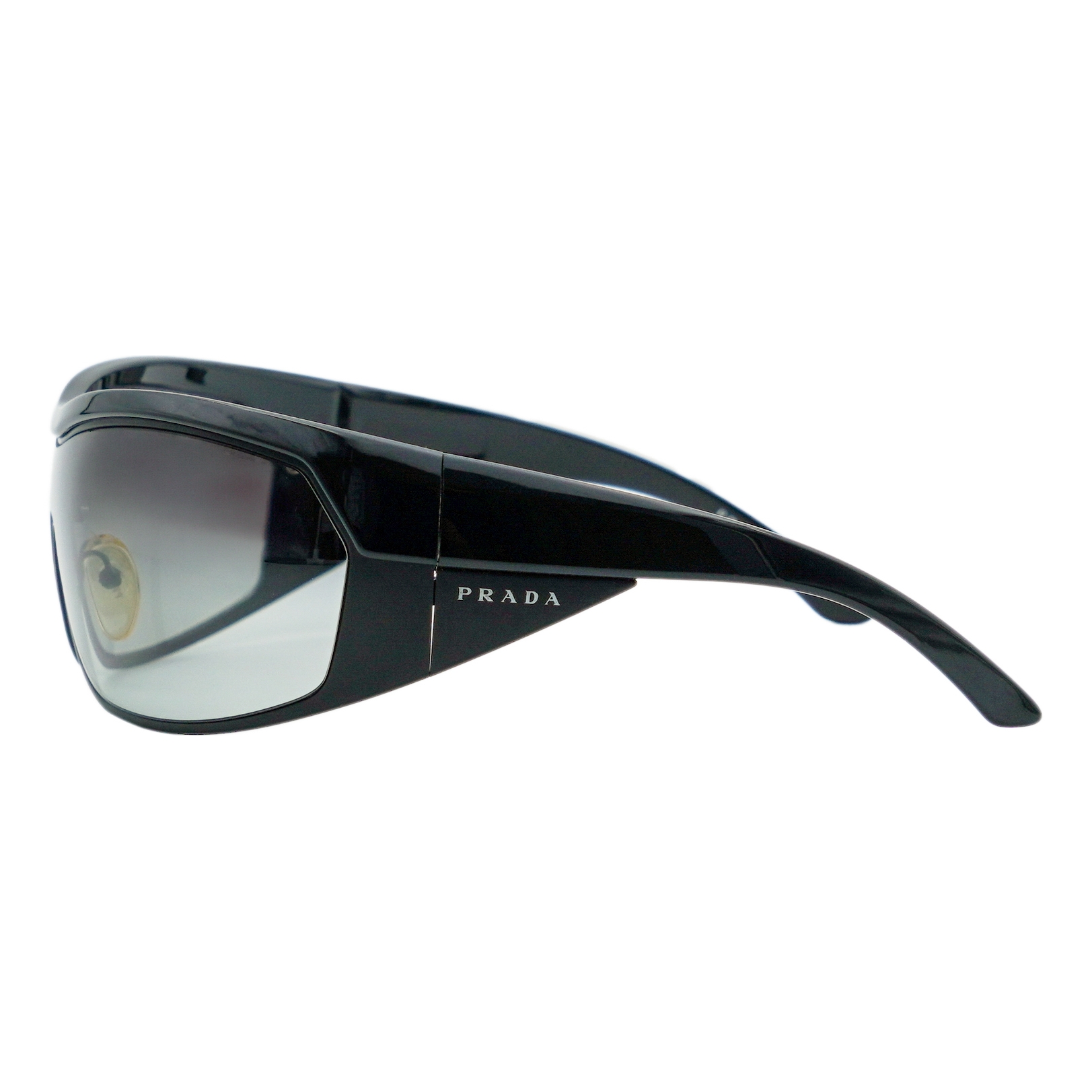 Prada SPR 62I Black Shield Gradient Logo Y2K Sunglasses — photo 3