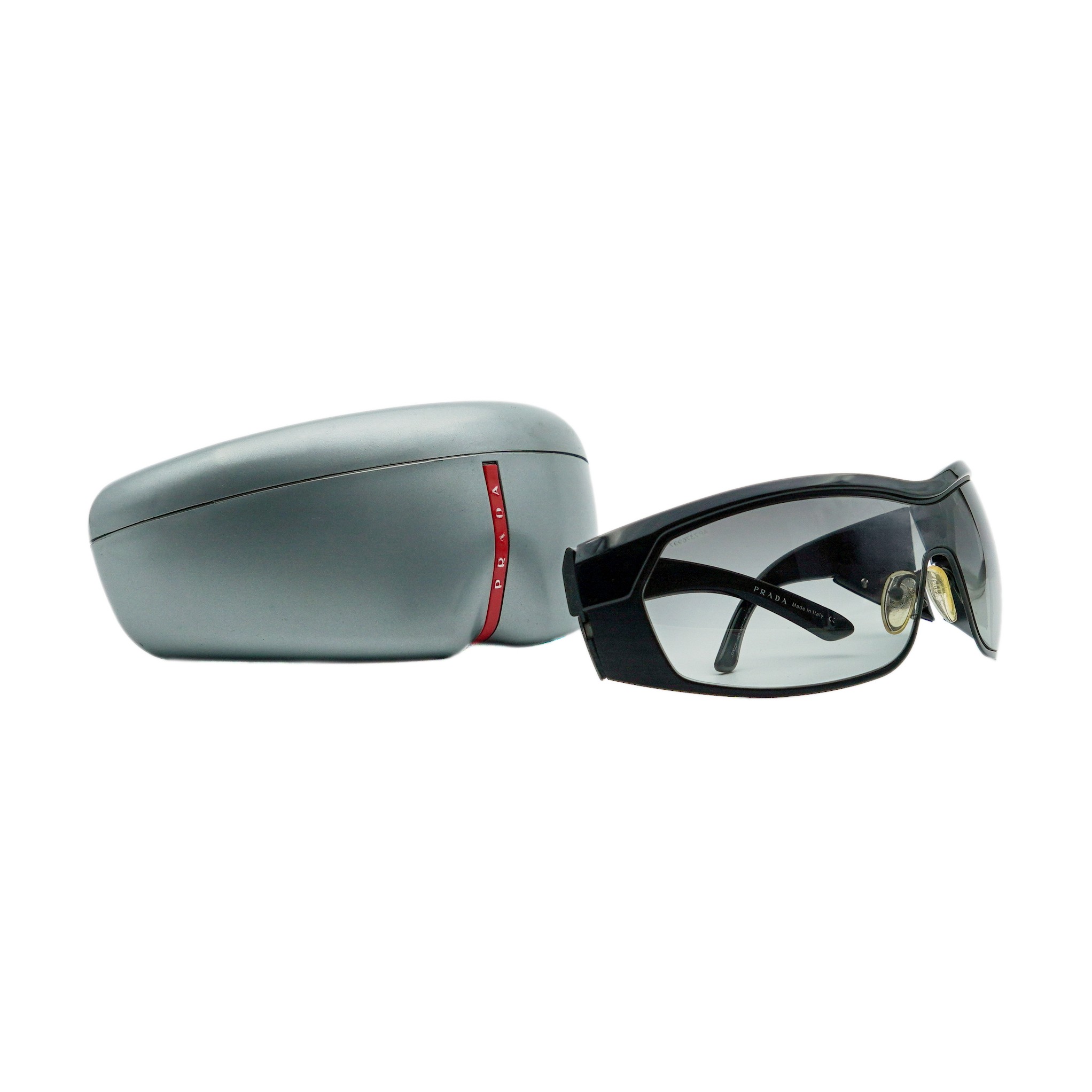 Prada SPR 62I Black Shield Gradient Logo Y2K Sunglasses — photo 10
