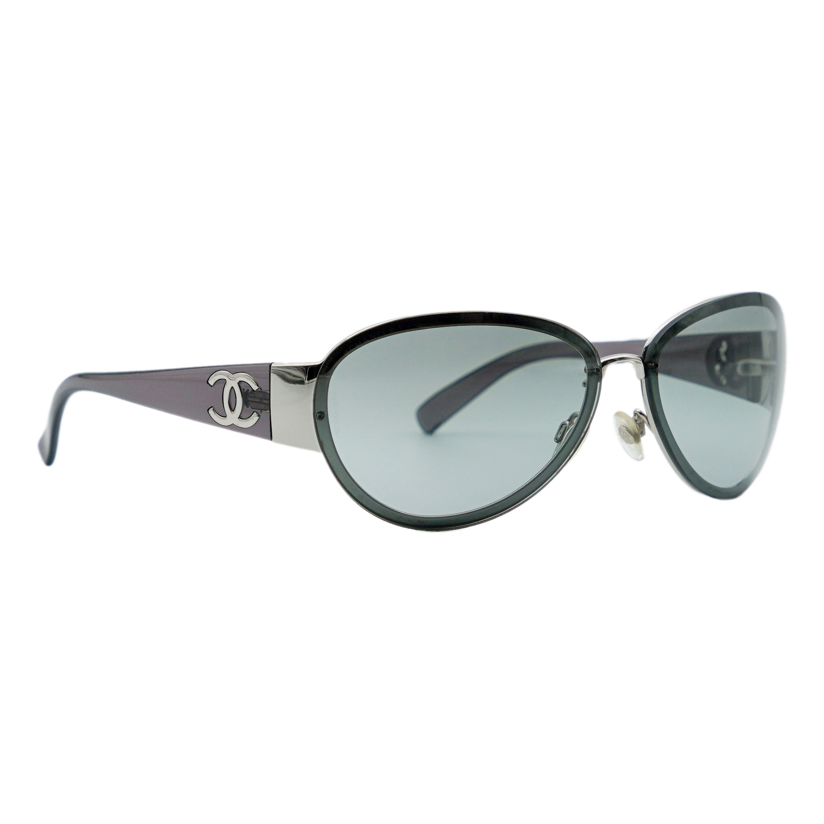 Chanel 4129 Gray Metal CC Logo Blue Gradient Sunglasses