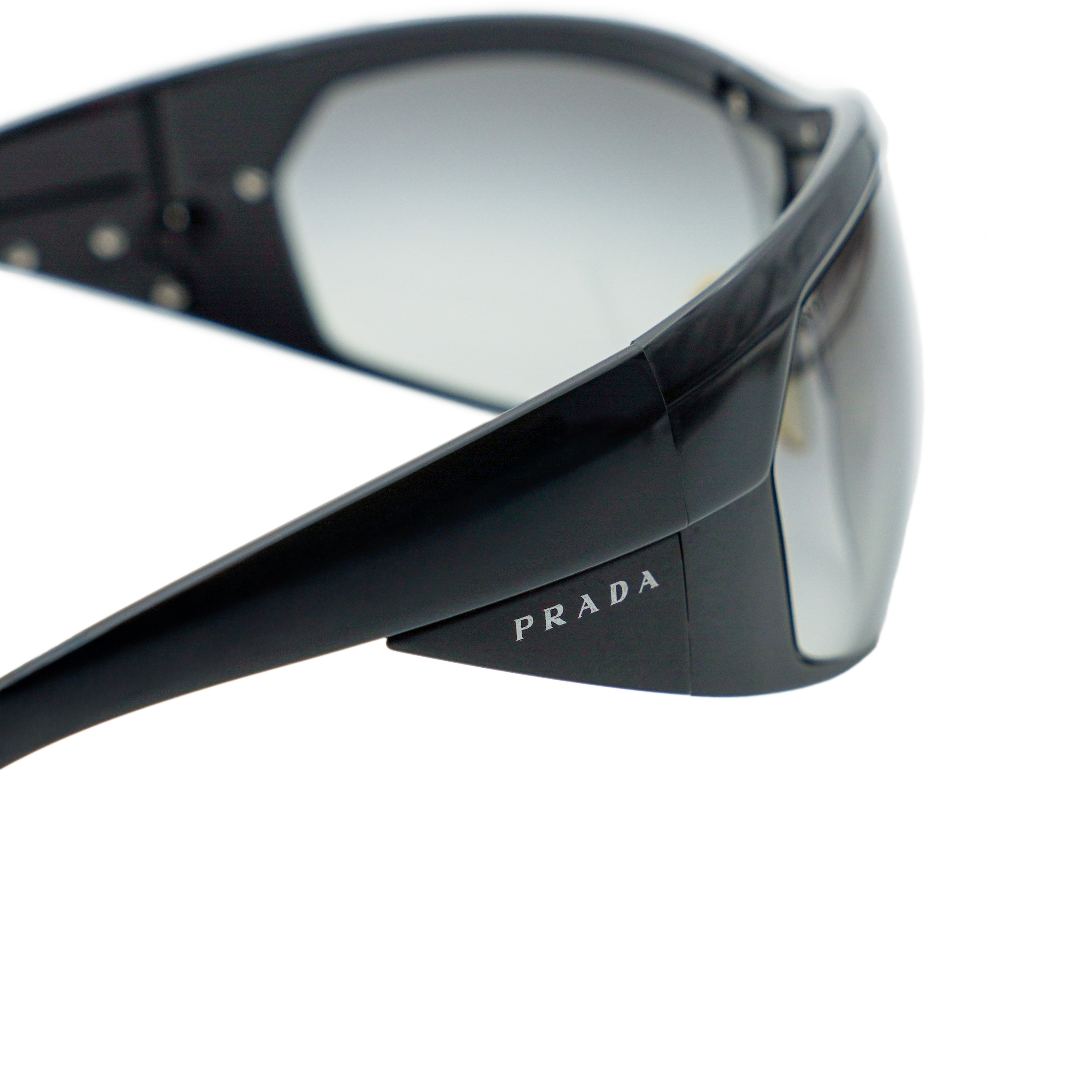 Prada SPR 62I Black Shield Gradient Logo Y2K Sunglasses — photo 5