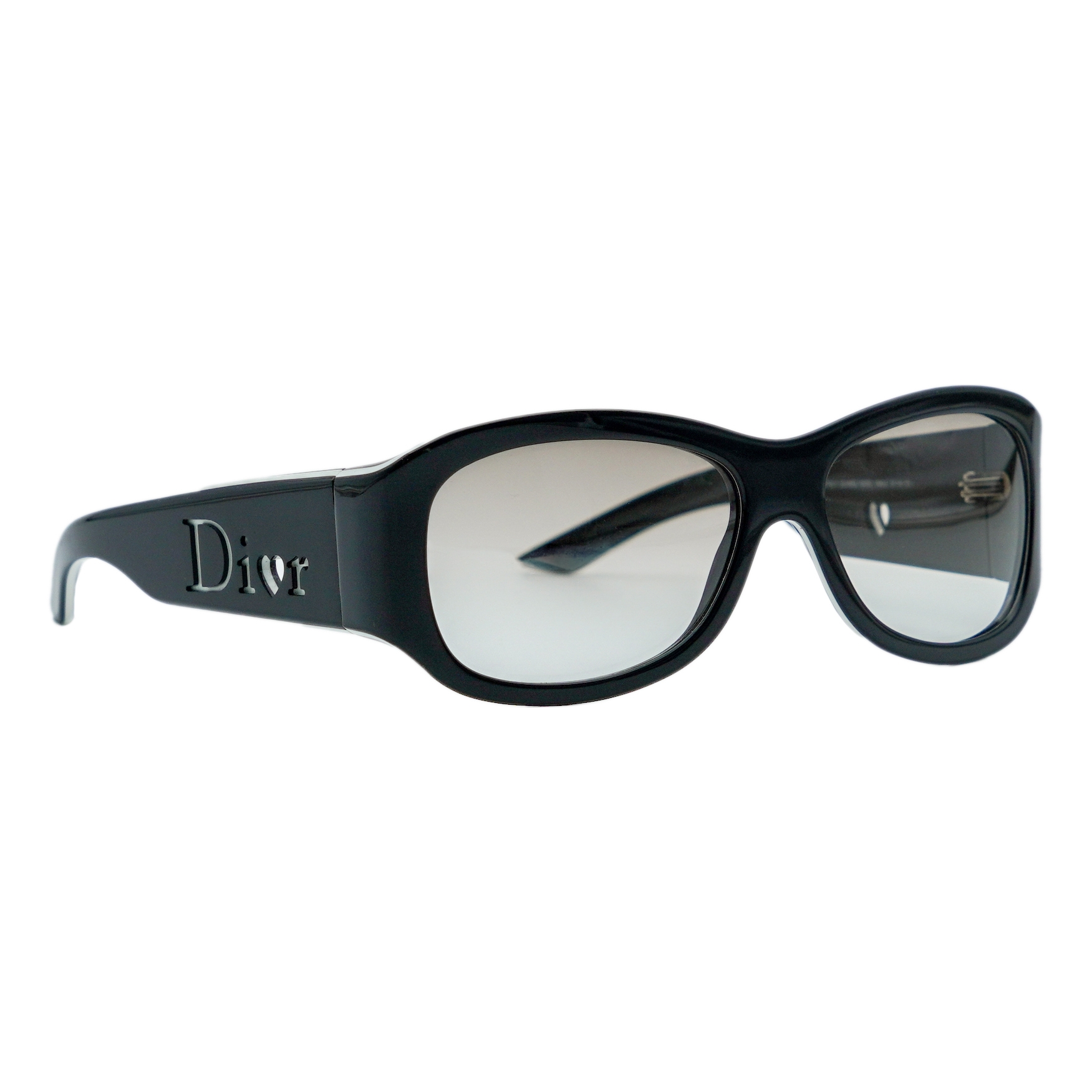 Vintage Lovingly Dior 2 Galliano Black Heart Logo Sunglasses