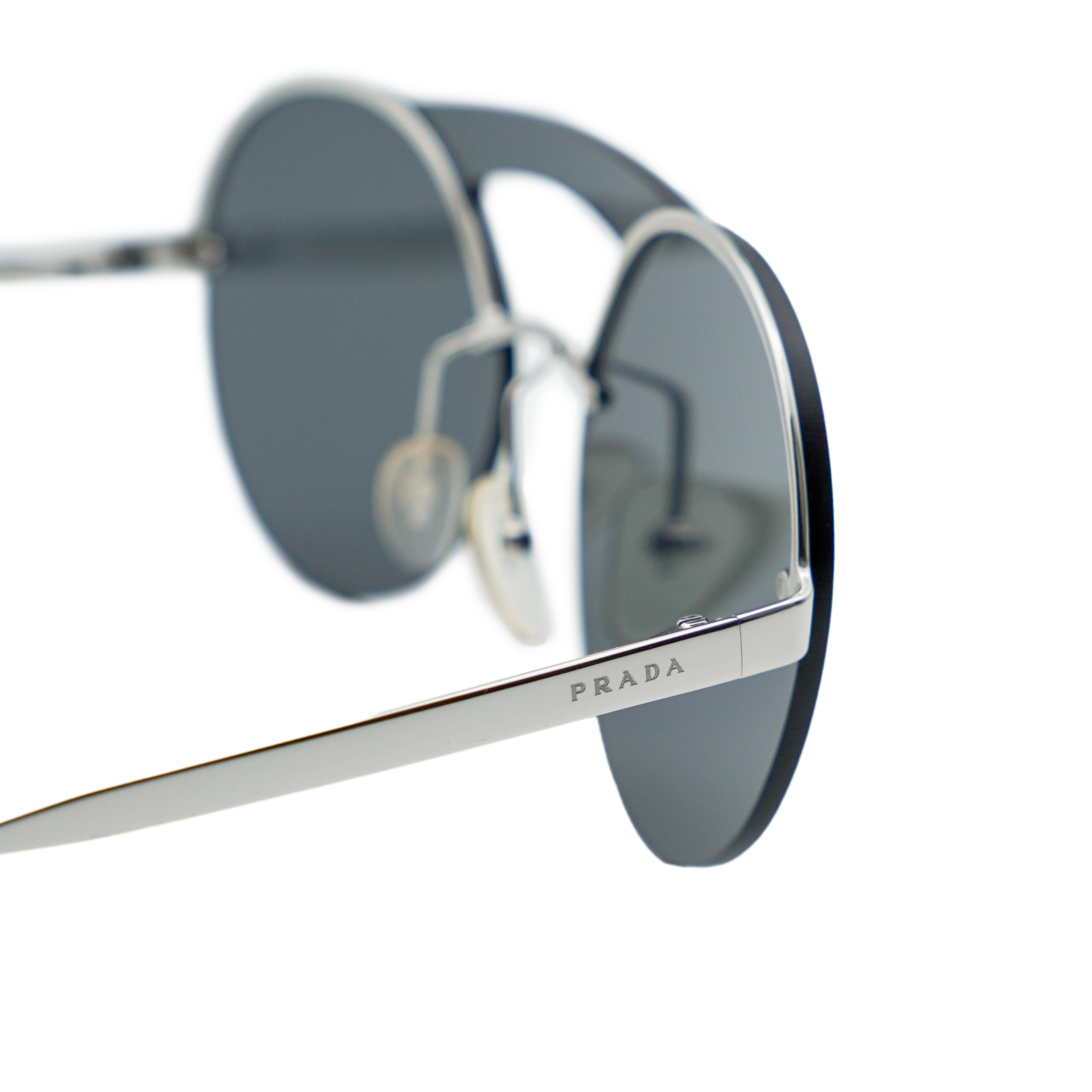 Prada SPR 65T Round Double Bridge Silver Logo Sunglasses — photo 5