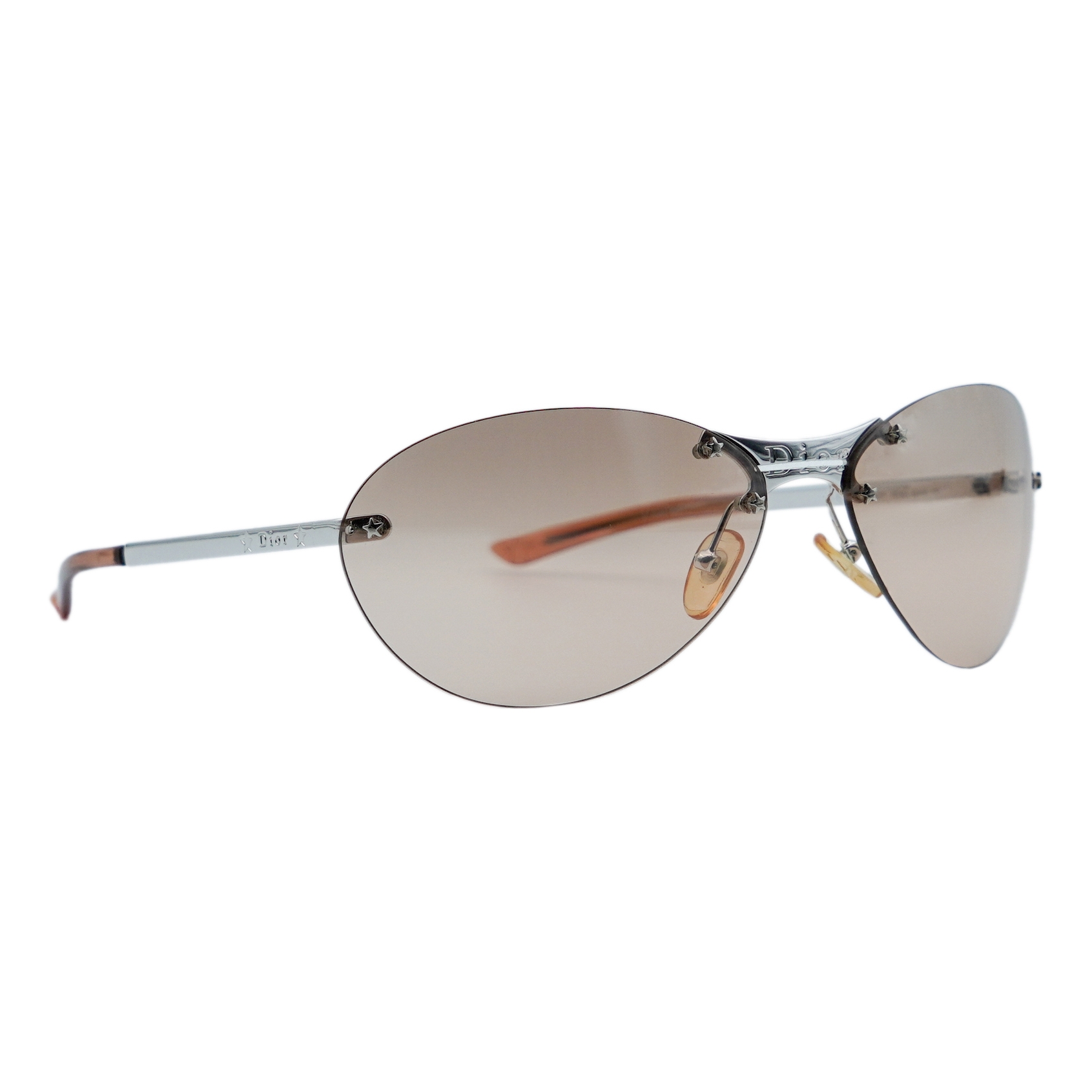 Dior Starlight Silver Rimless Galliano Star Logo Sunglasses