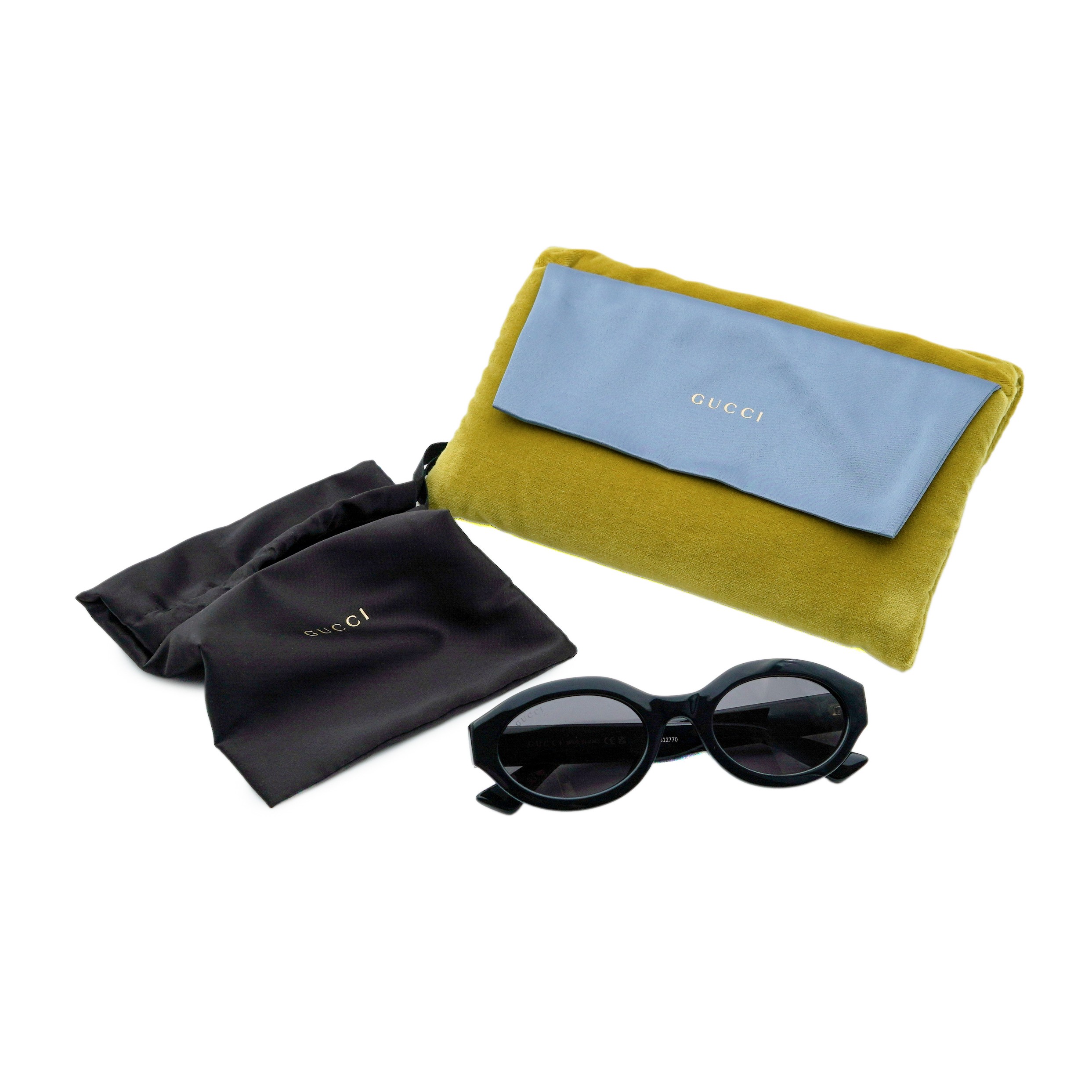 Iconic Gucci GG 1579S Black Oval Gray Lens Logo Sunglasses — photo 8