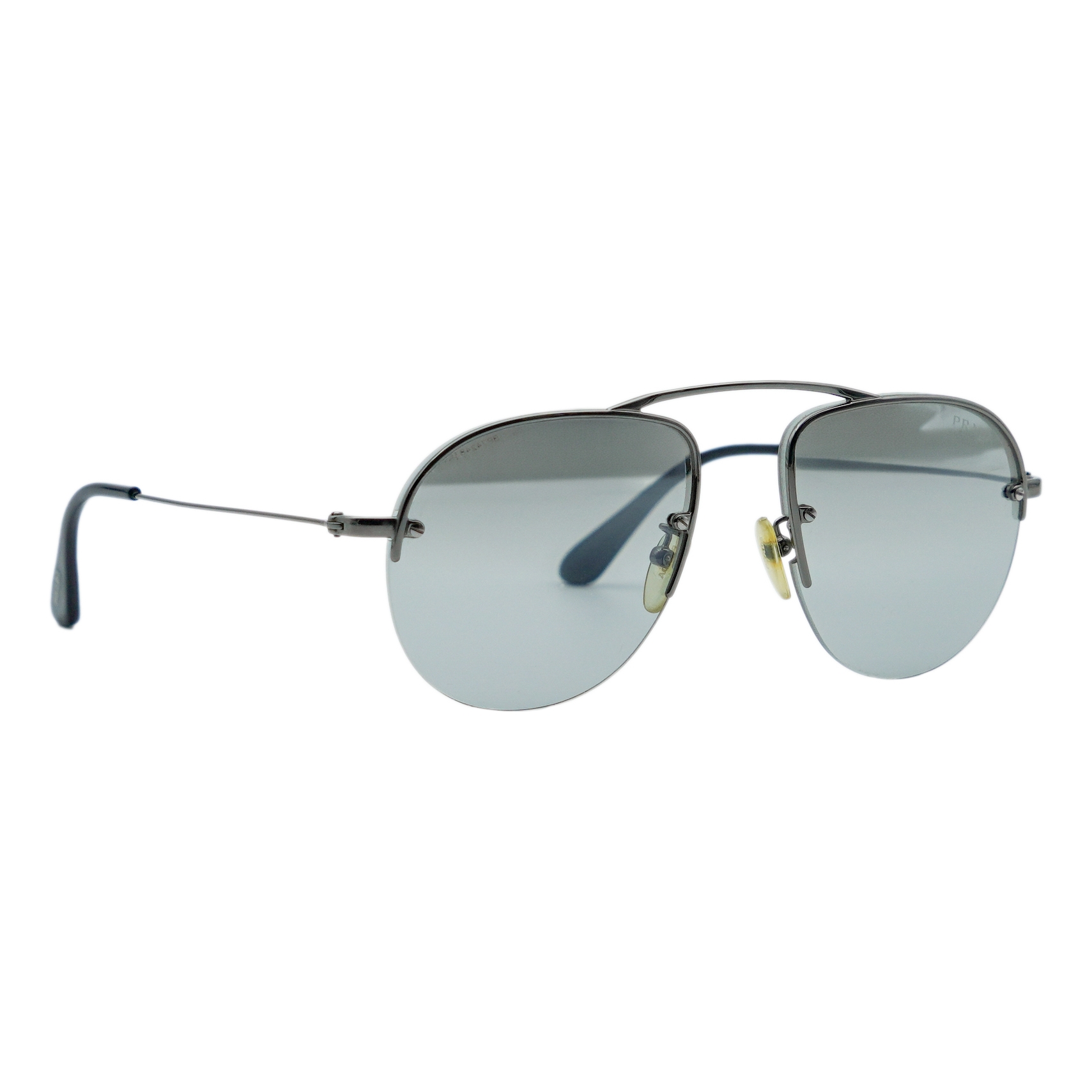 Prada Gunmetal Half Rimless Logo Gradient Pilot Sunglasses