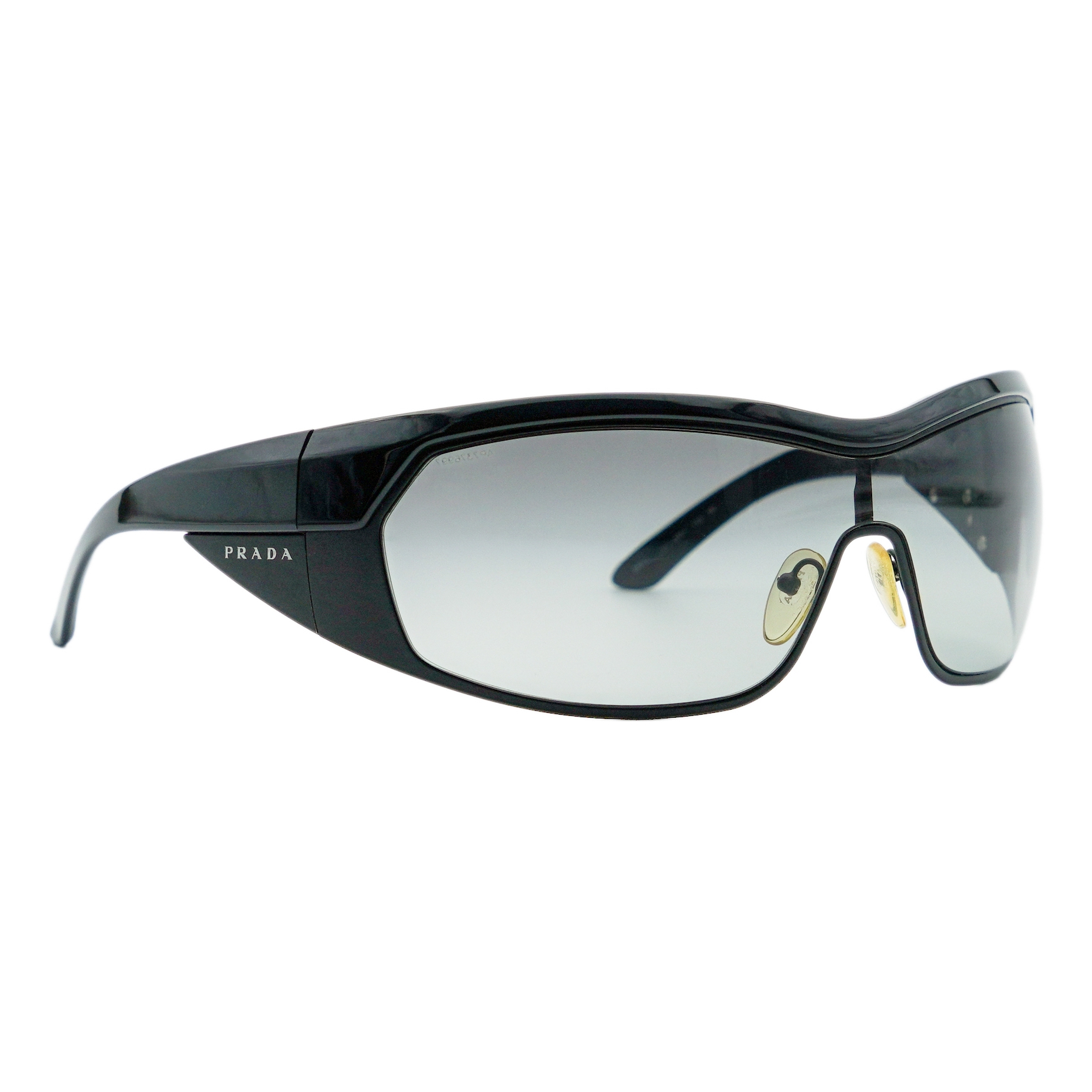 Prada SPR 62I Black Shield Gradient Logo Y2K Sunglasses