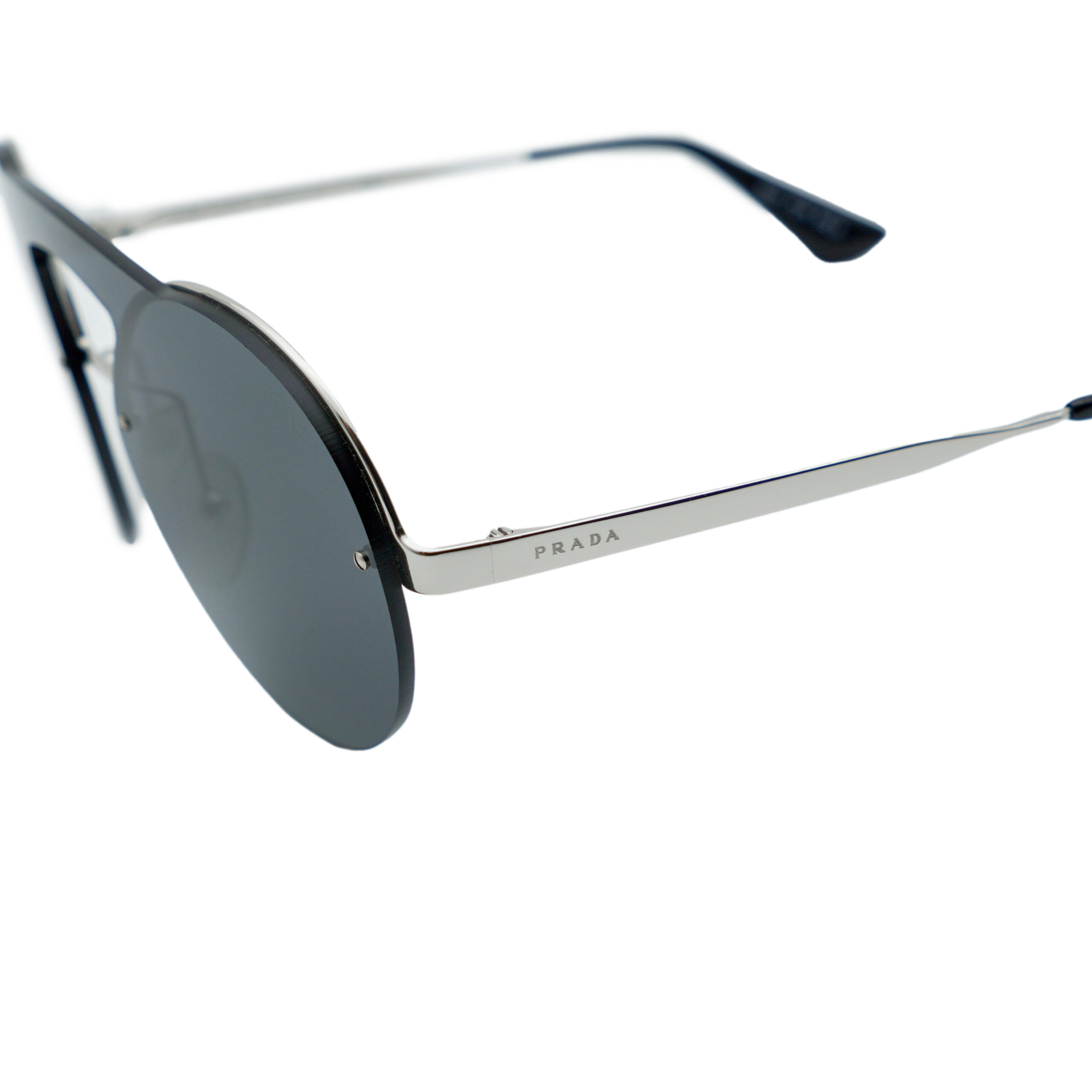 Prada SPR 65T Round Double Bridge Silver Logo Sunglasses — photo 4