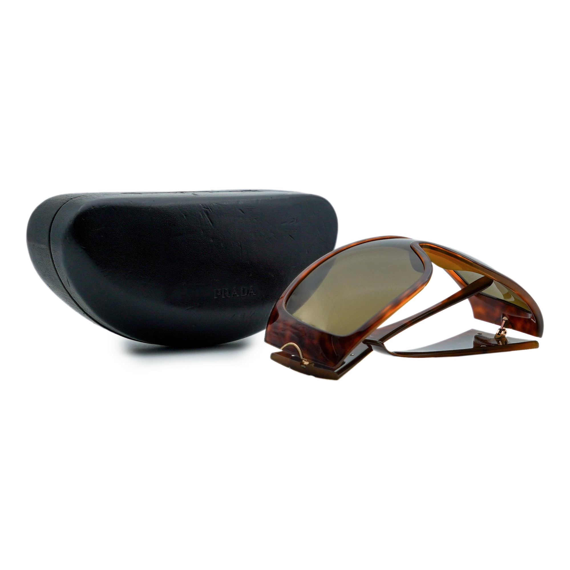 Prada SPR 04H Brown Tortoiseshell Shield Logo Sunglasses — photo 9