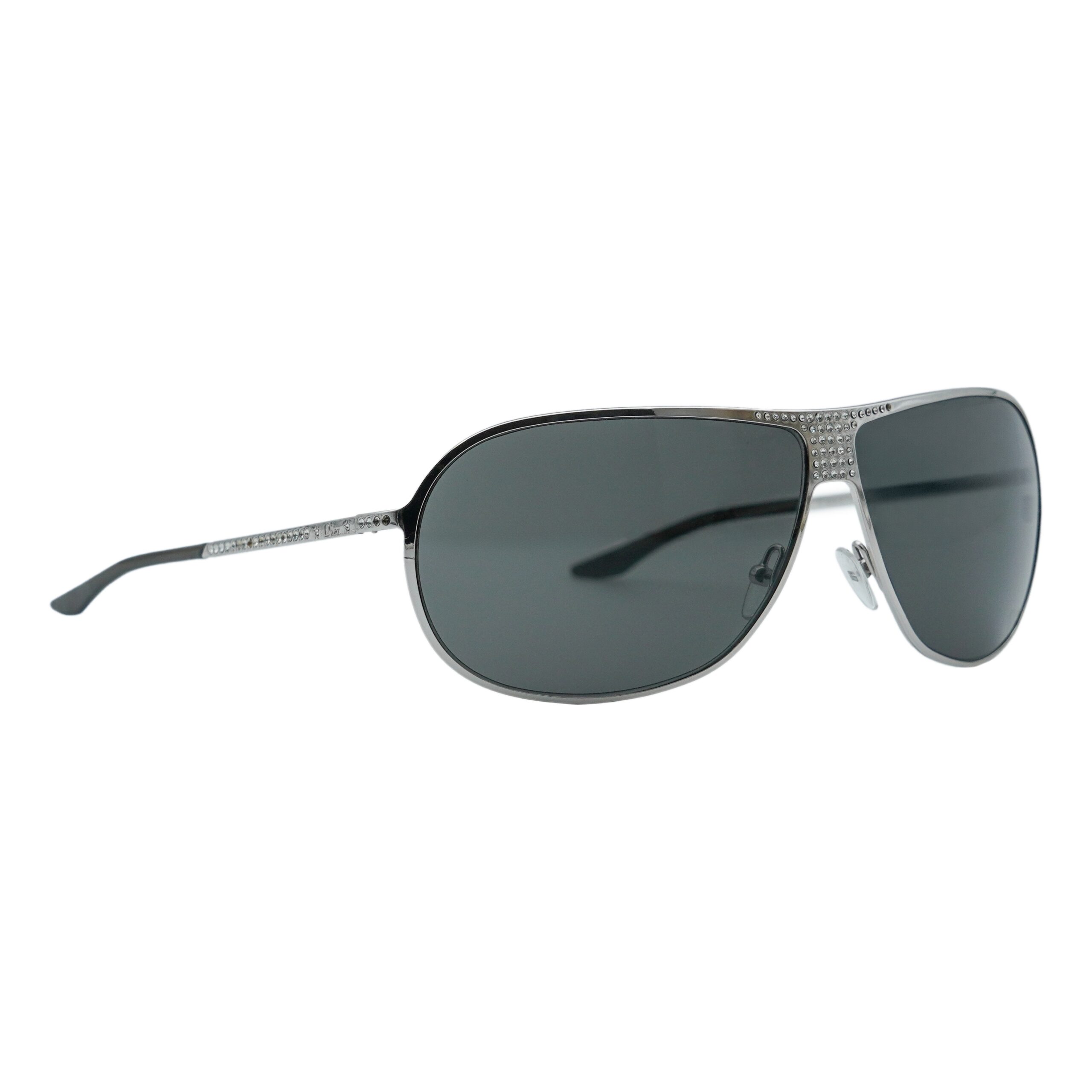 Dior Hard Dior 1 Silver Crystal Star Logo Aviator Sunglasses