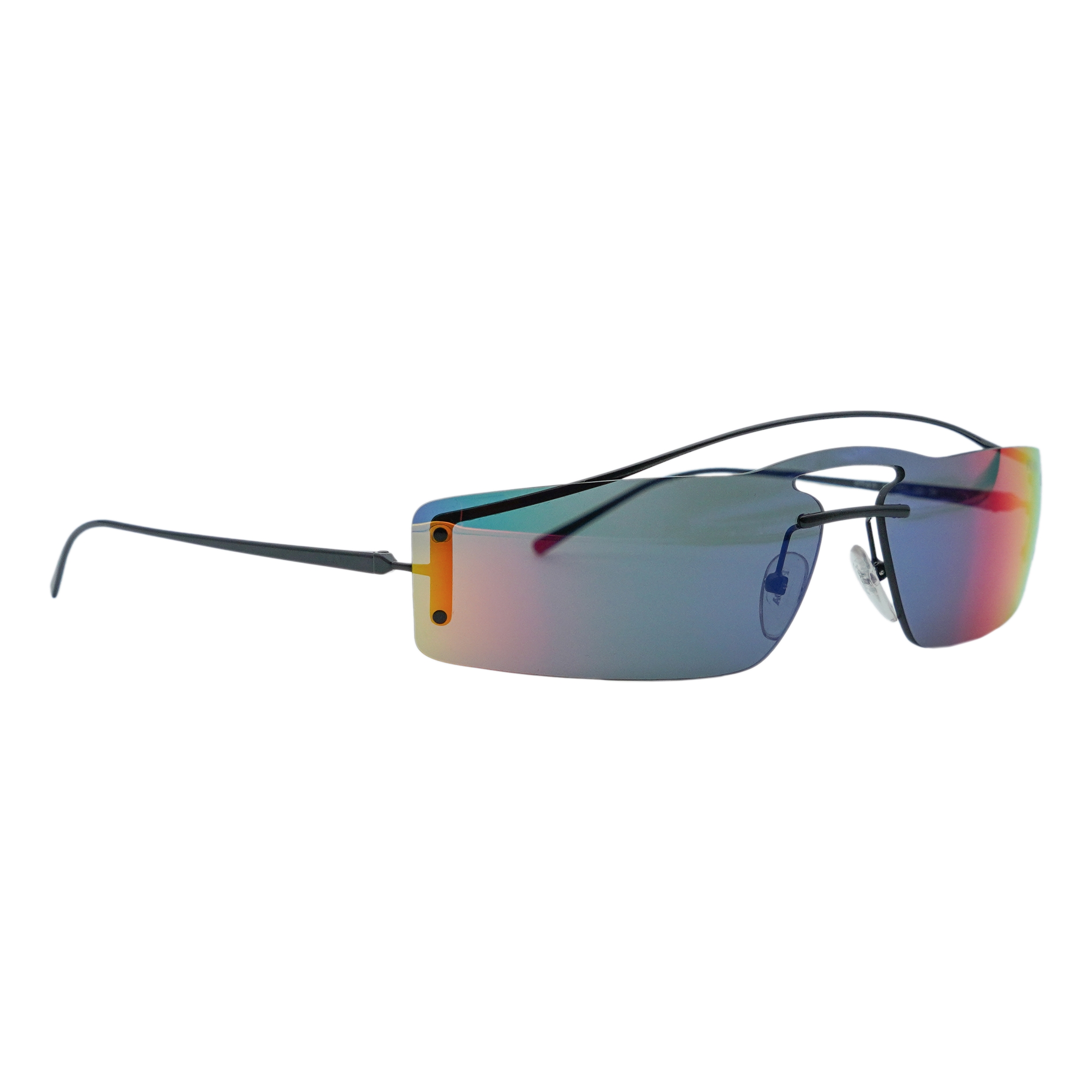 Prada SPR 61V Rainbow Rimless Black Y2K Logo Sunglasses