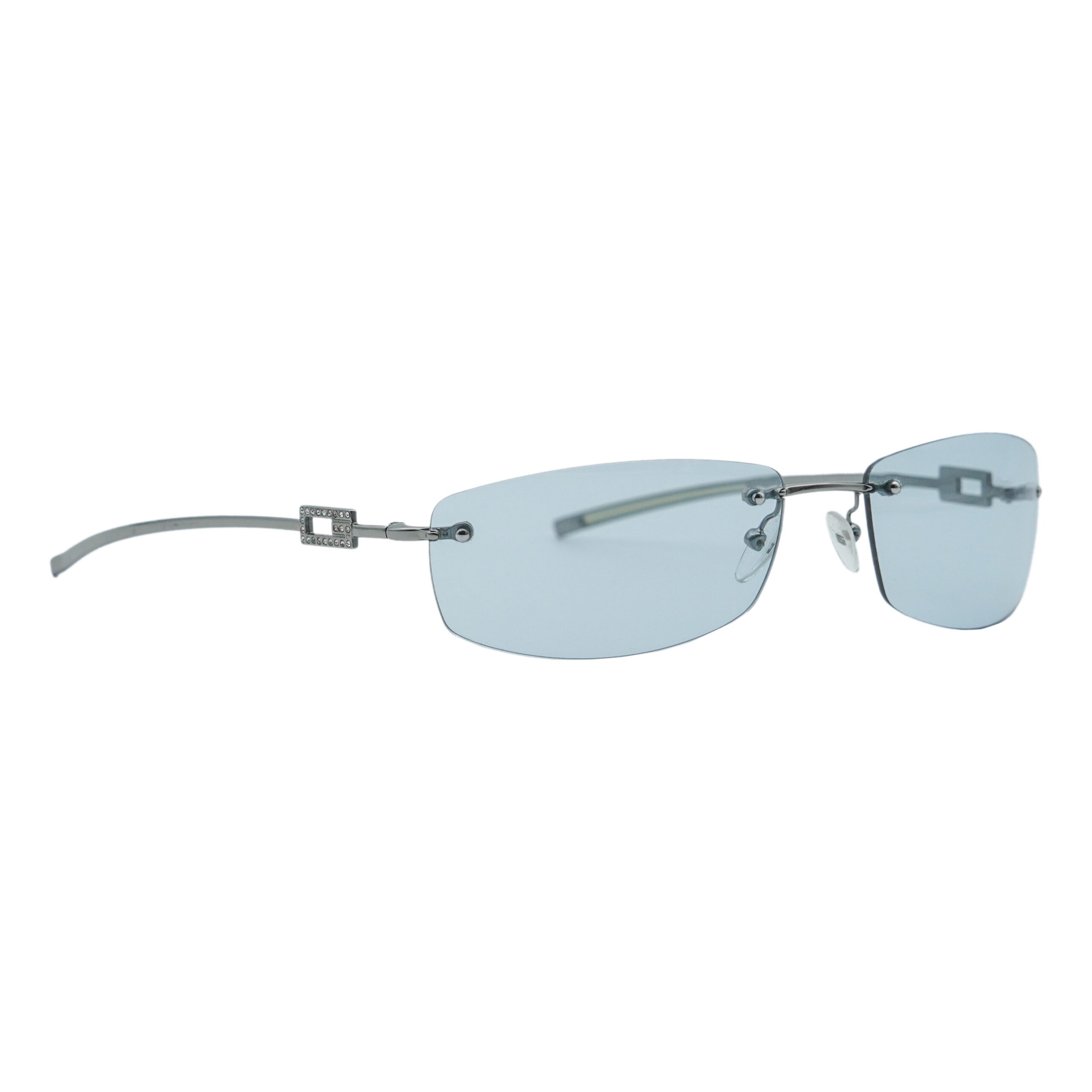 Gucci GG1784 Strass Silver Rimless Crystal G Logo Sunglasses