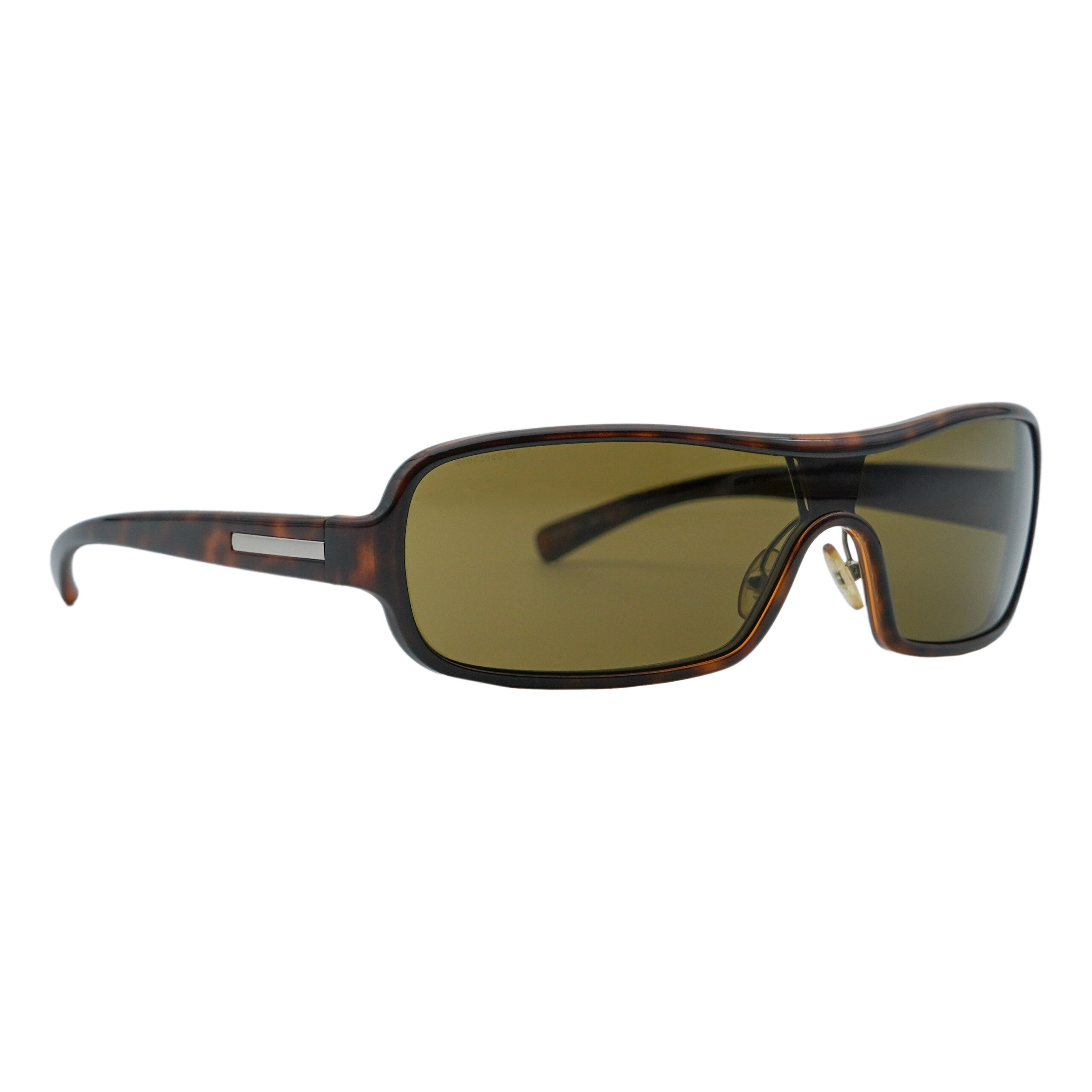 Vintage Prada SPR 10D Tortoiseshell Shield Logo Sunglasses
