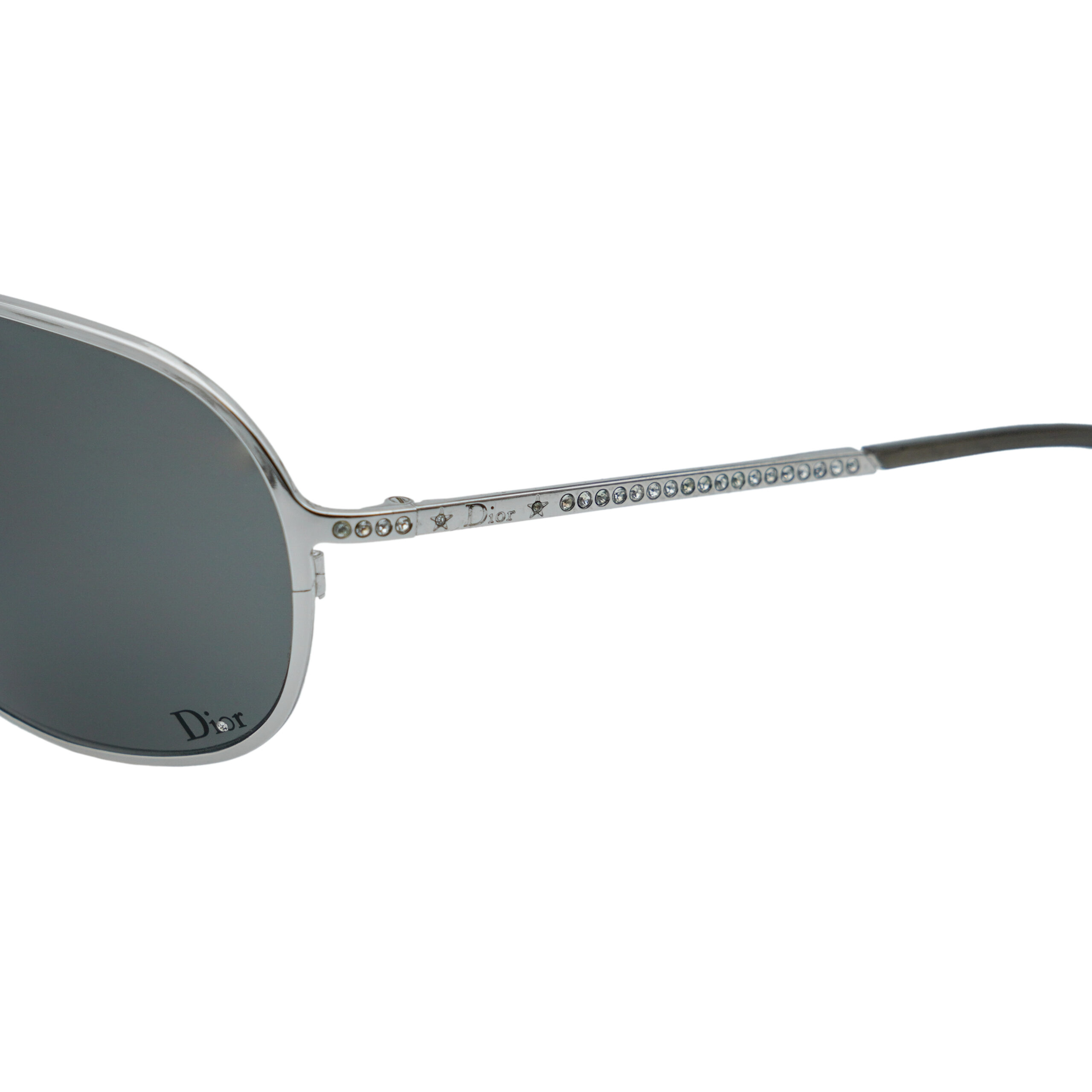 Dior Hard Dior 1 Silver Crystal Star Logo Aviator Sunglasses — photo 4