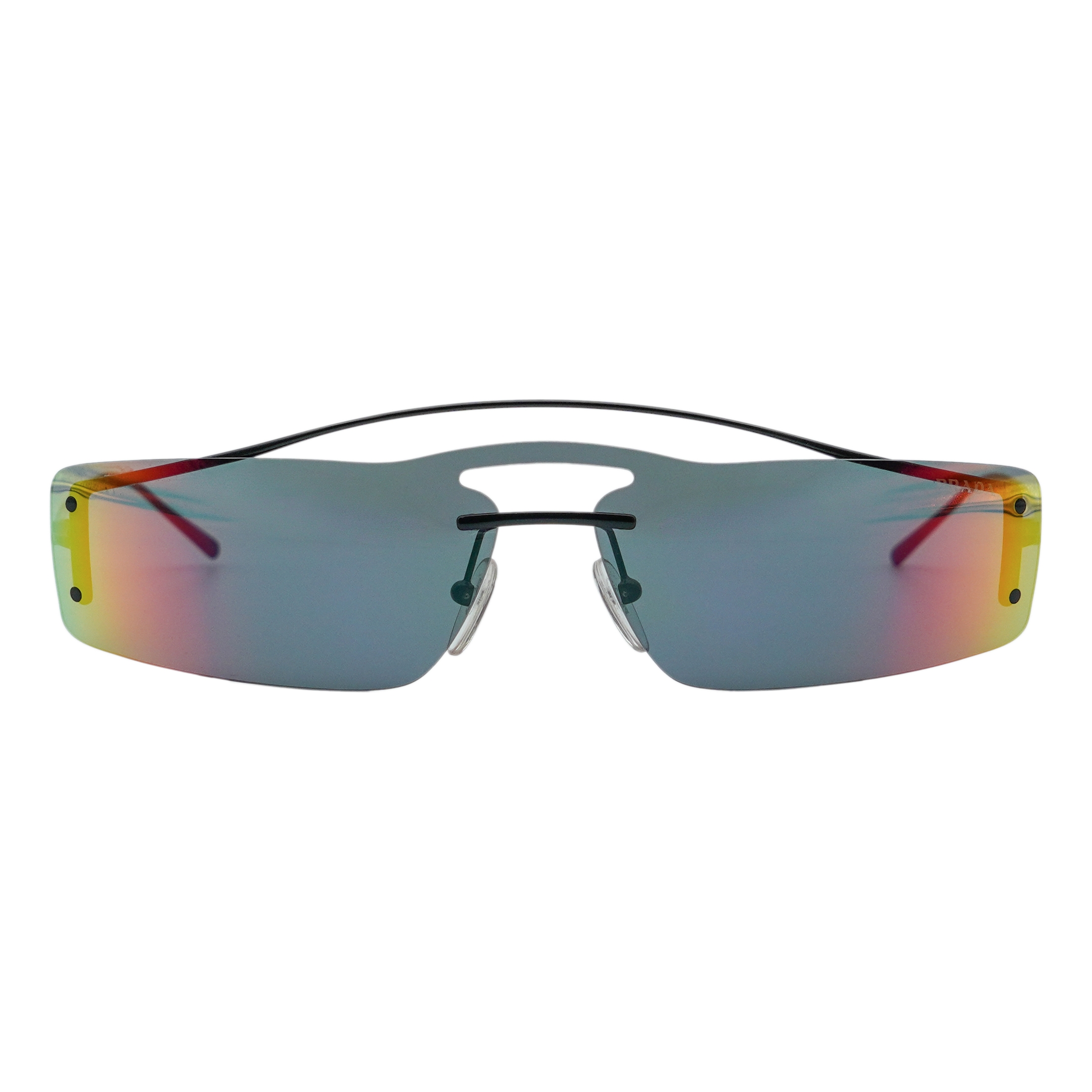 Prada SPR 61V Rainbow Rimless Black Y2K Logo Sunglasses — photo 2