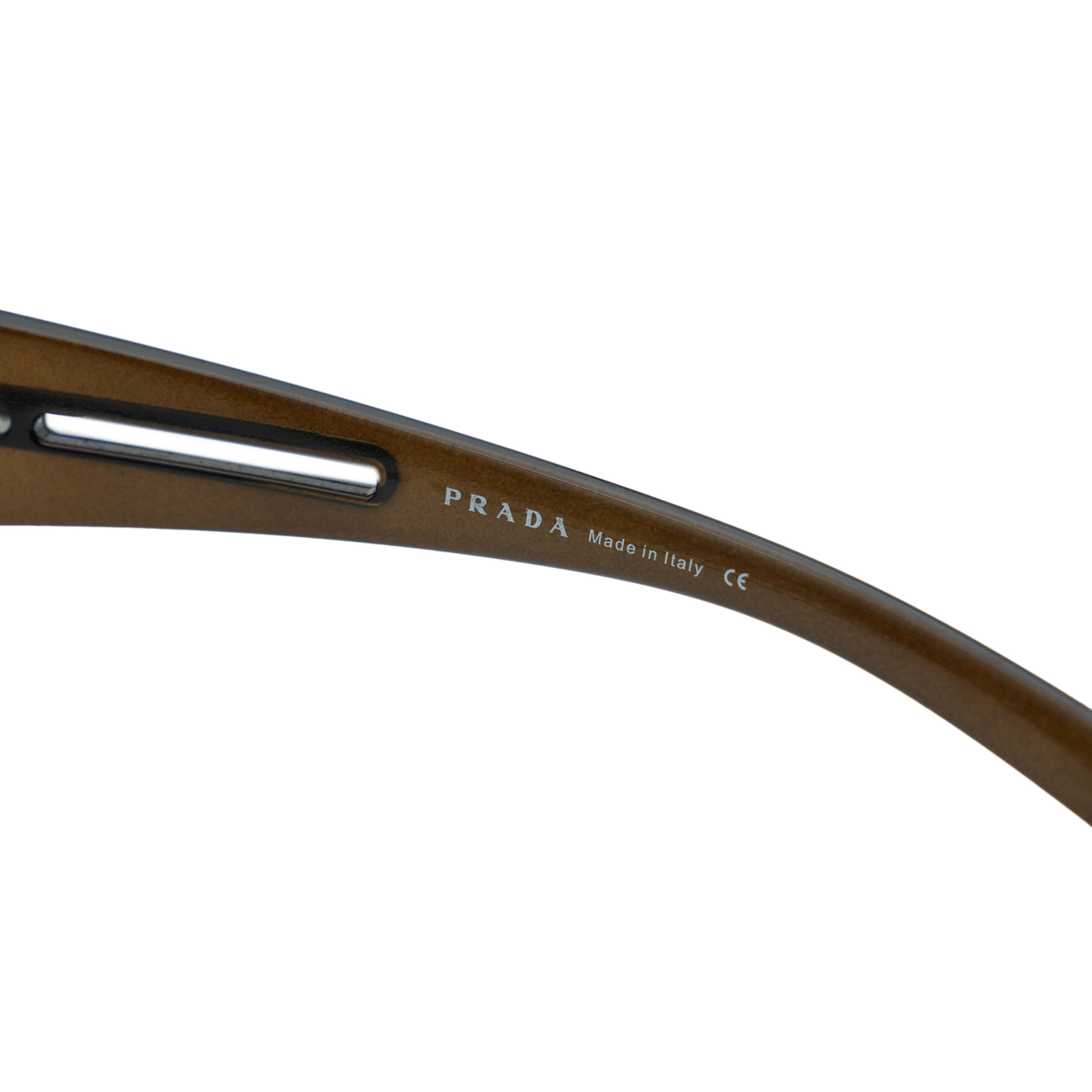Vintage Prada SPR 56H Brown Shield Metal Logo Sunglasses — photo 6