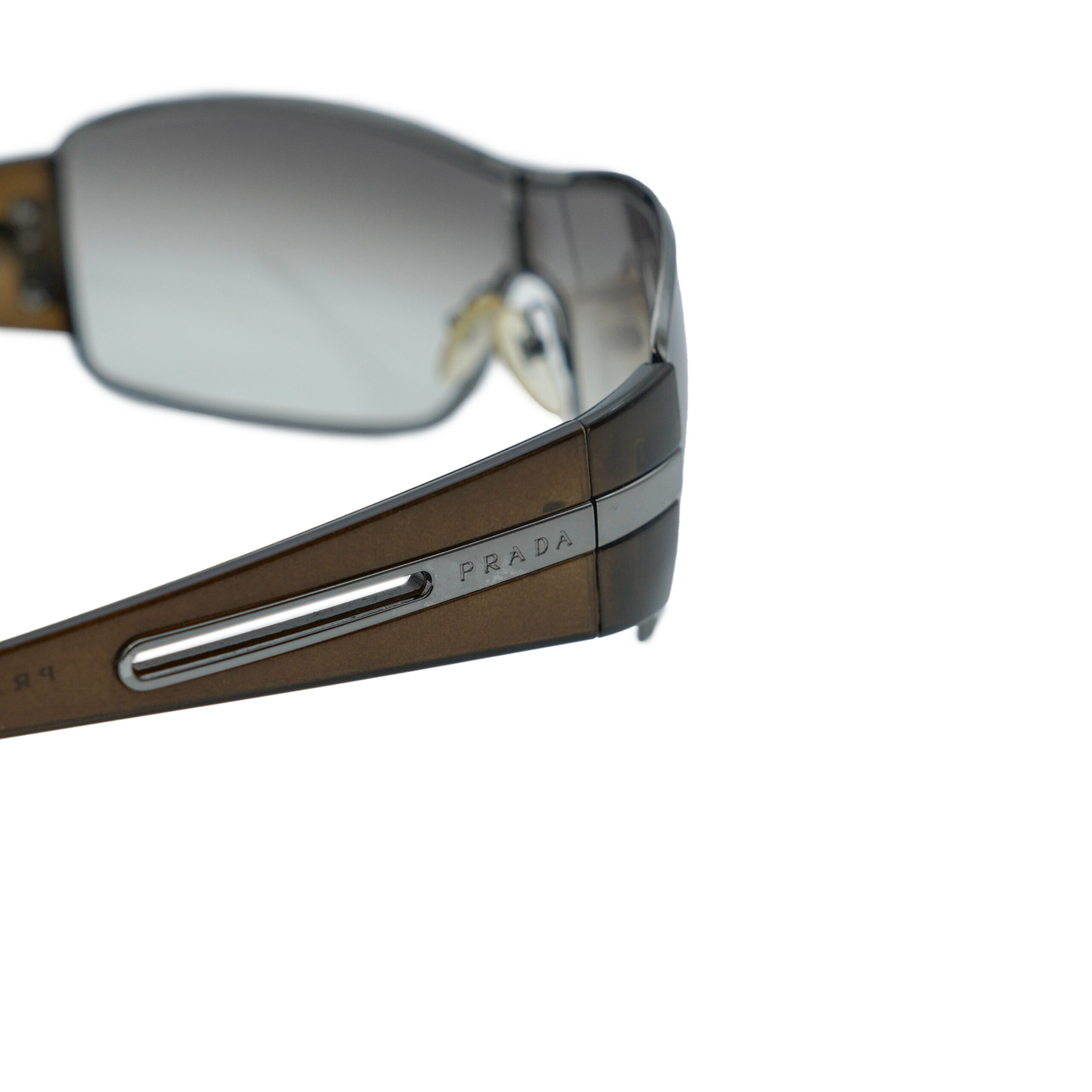 Vintage Prada SPR 56H Brown Shield Metal Logo Sunglasses — photo 5