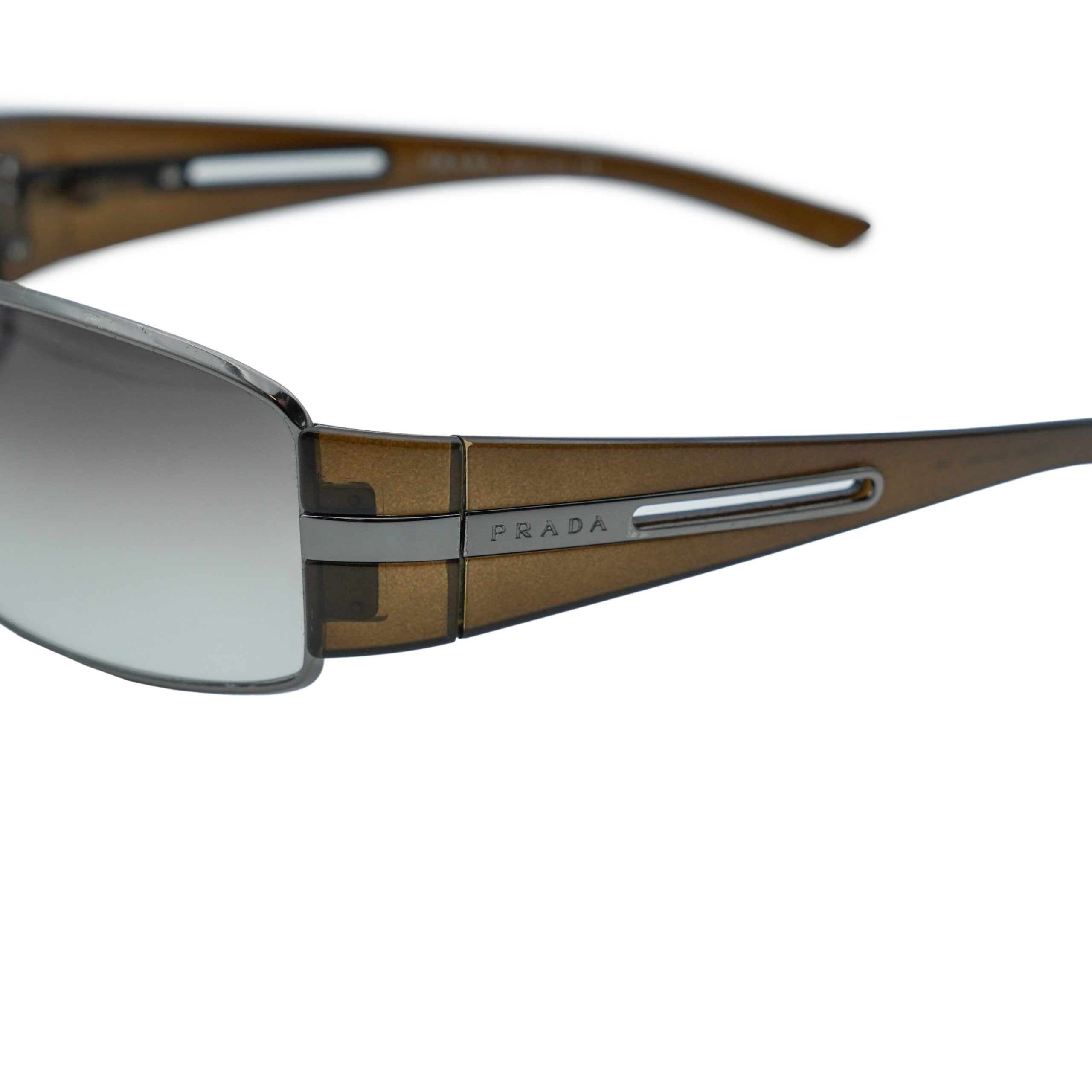Vintage Prada SPR 56H Brown Shield Metal Logo Sunglasses — photo 4