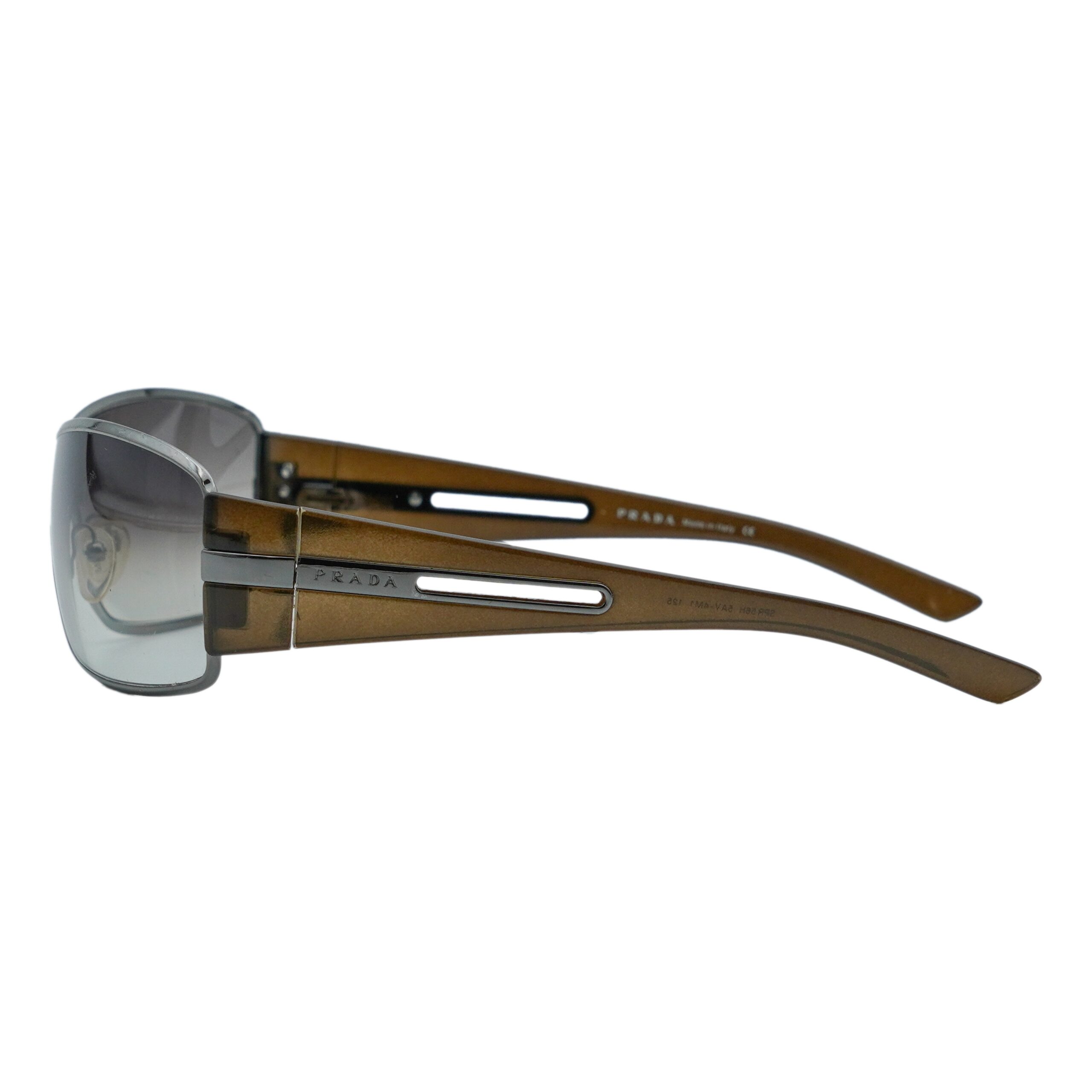 Vintage Prada SPR 56H Brown Shield Metal Logo Sunglasses — photo 3