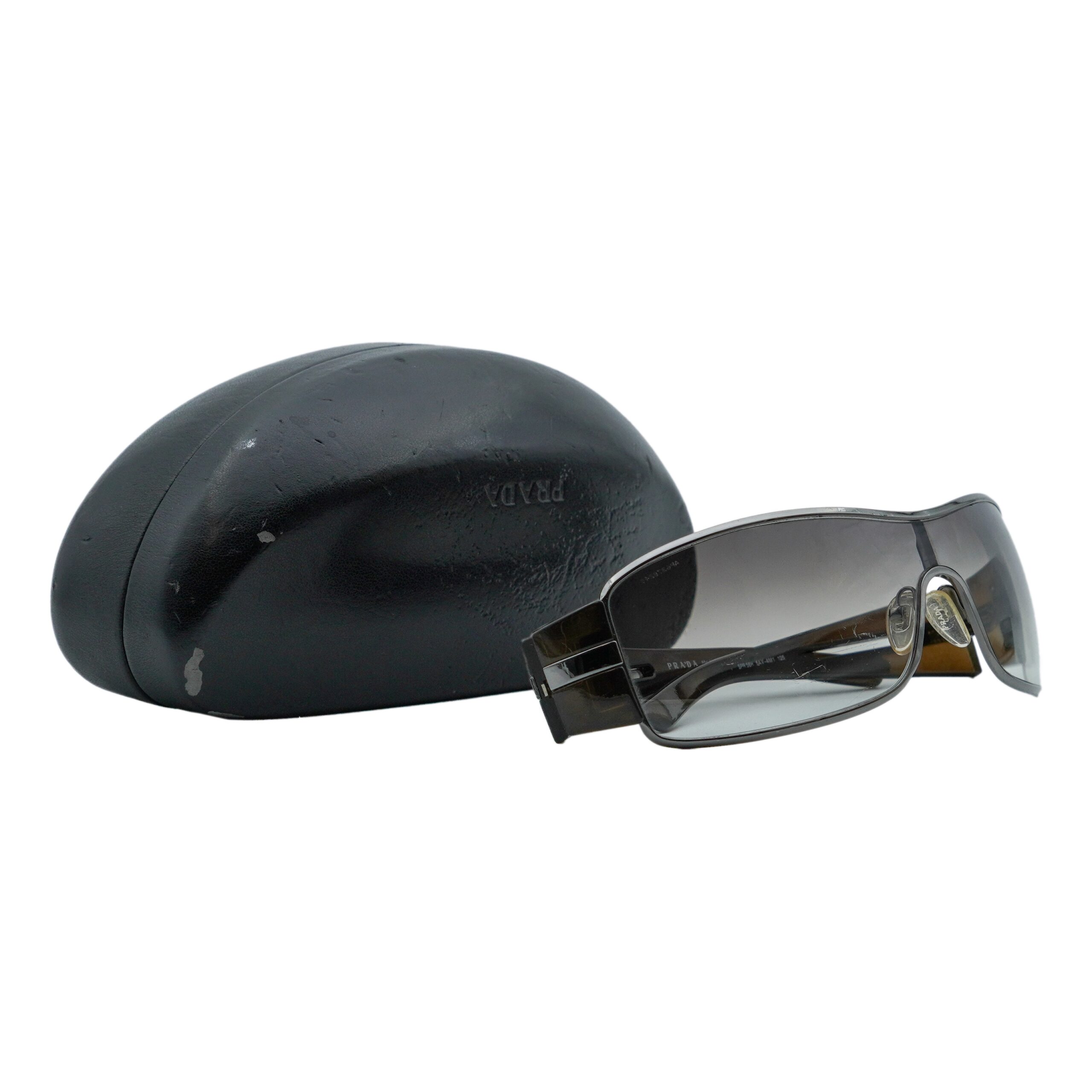 Vintage Prada SPR 56H Brown Shield Metal Logo Sunglasses — photo 9