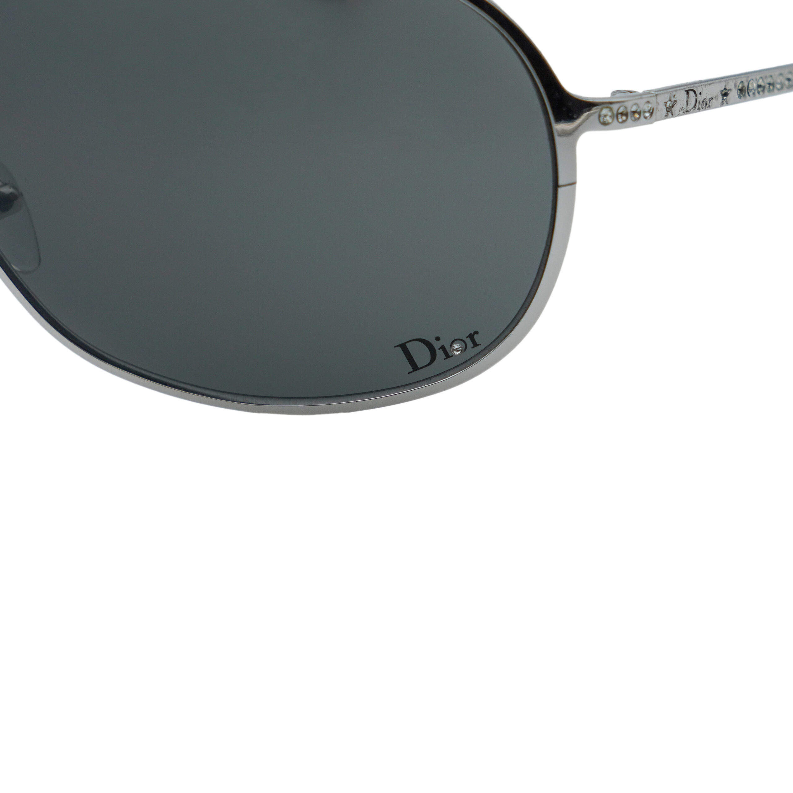 Dior Hard Dior 1 Silver Crystal Star Logo Aviator Sunglasses — photo 6