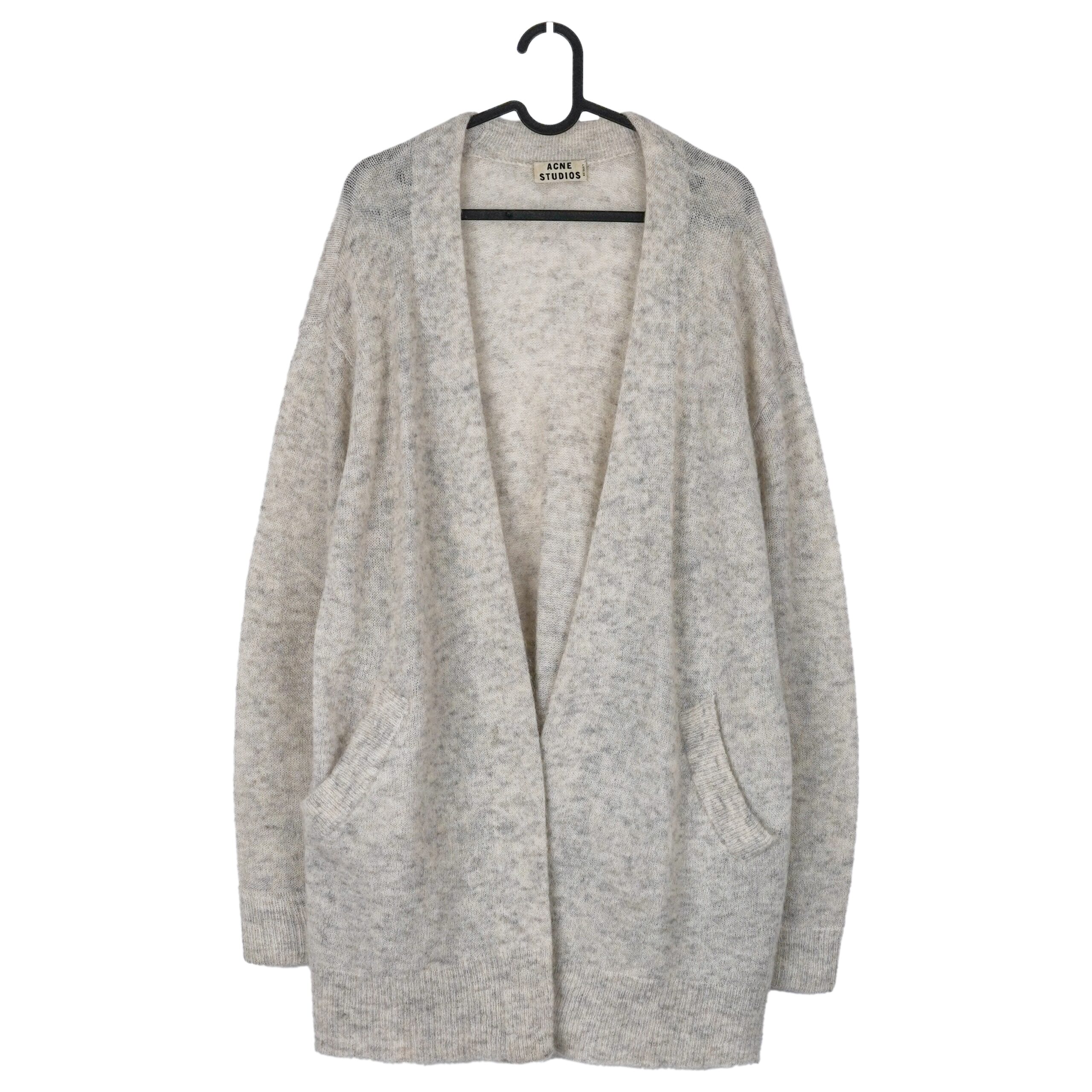 Acne Studios Raya Melange Gray Mohair Wool Cardigan Sweater