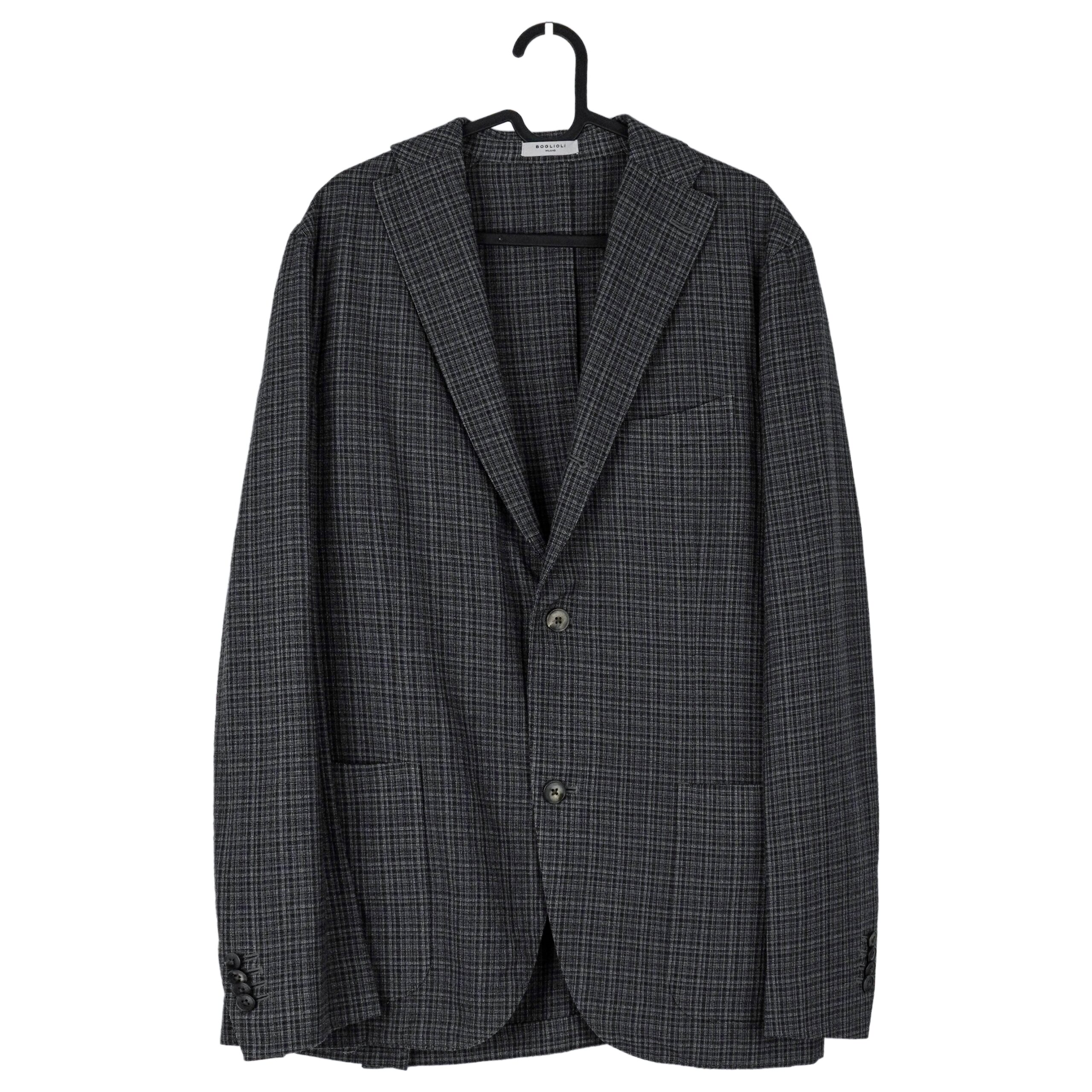 Boglioli Milano Gray Check Wool Silk Blend Blazer K Jacket